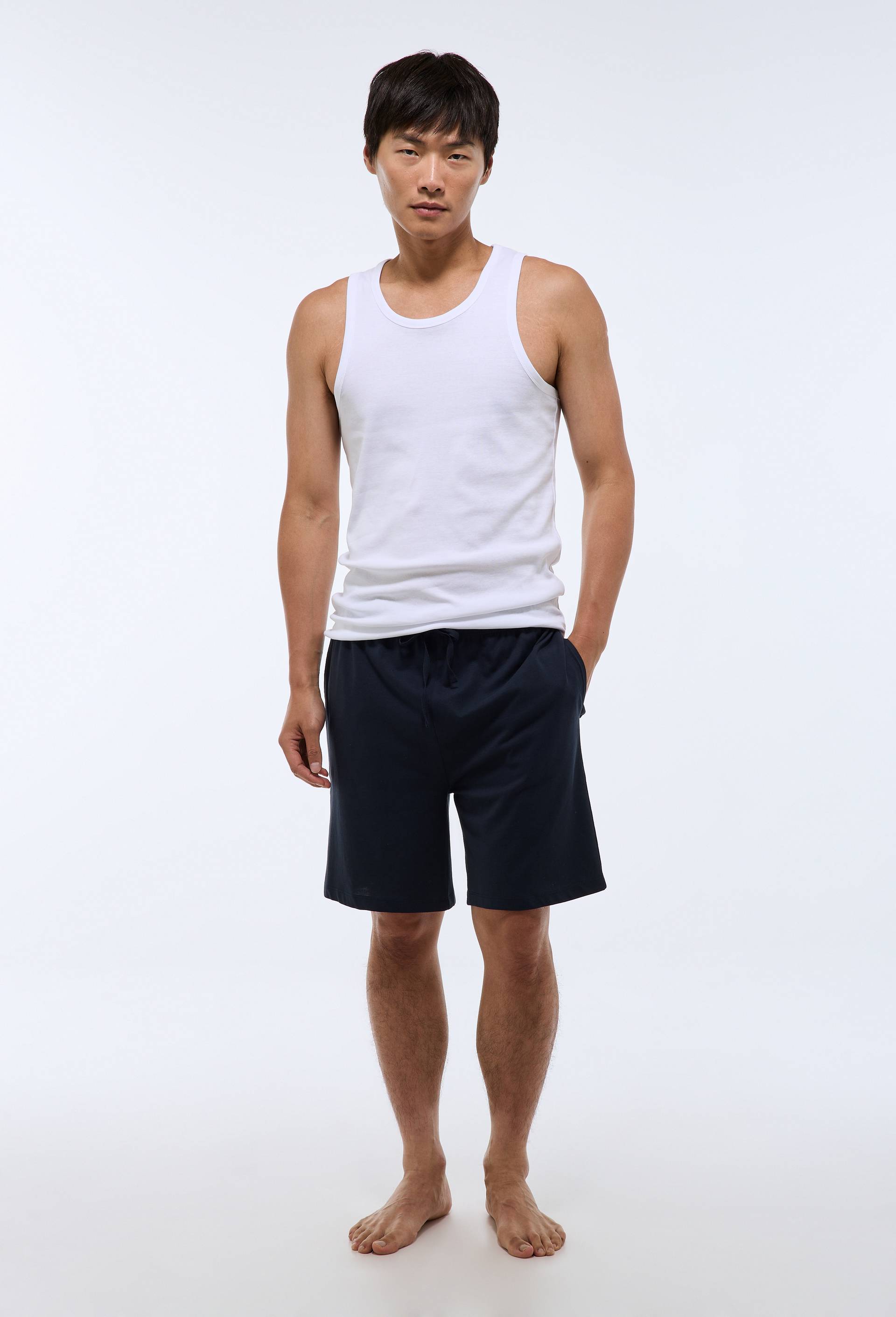 Bermuda en jersey de coton BIO GOTS, Bleu fonc&eacute;, large image number 0