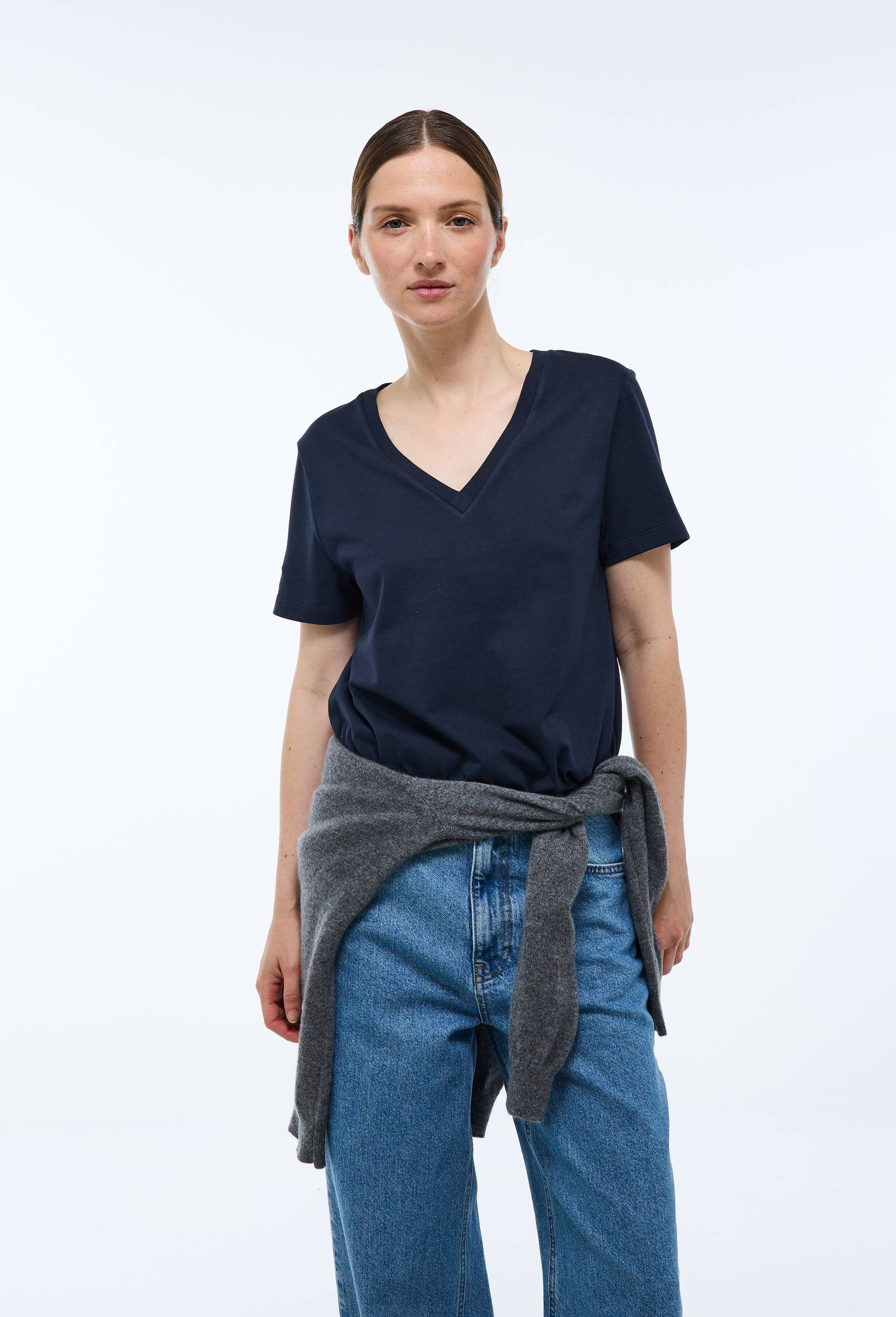 T-shirt manches courtes uni en coton BIO GOTS, Bleu fonc&eacute;, large image number 0