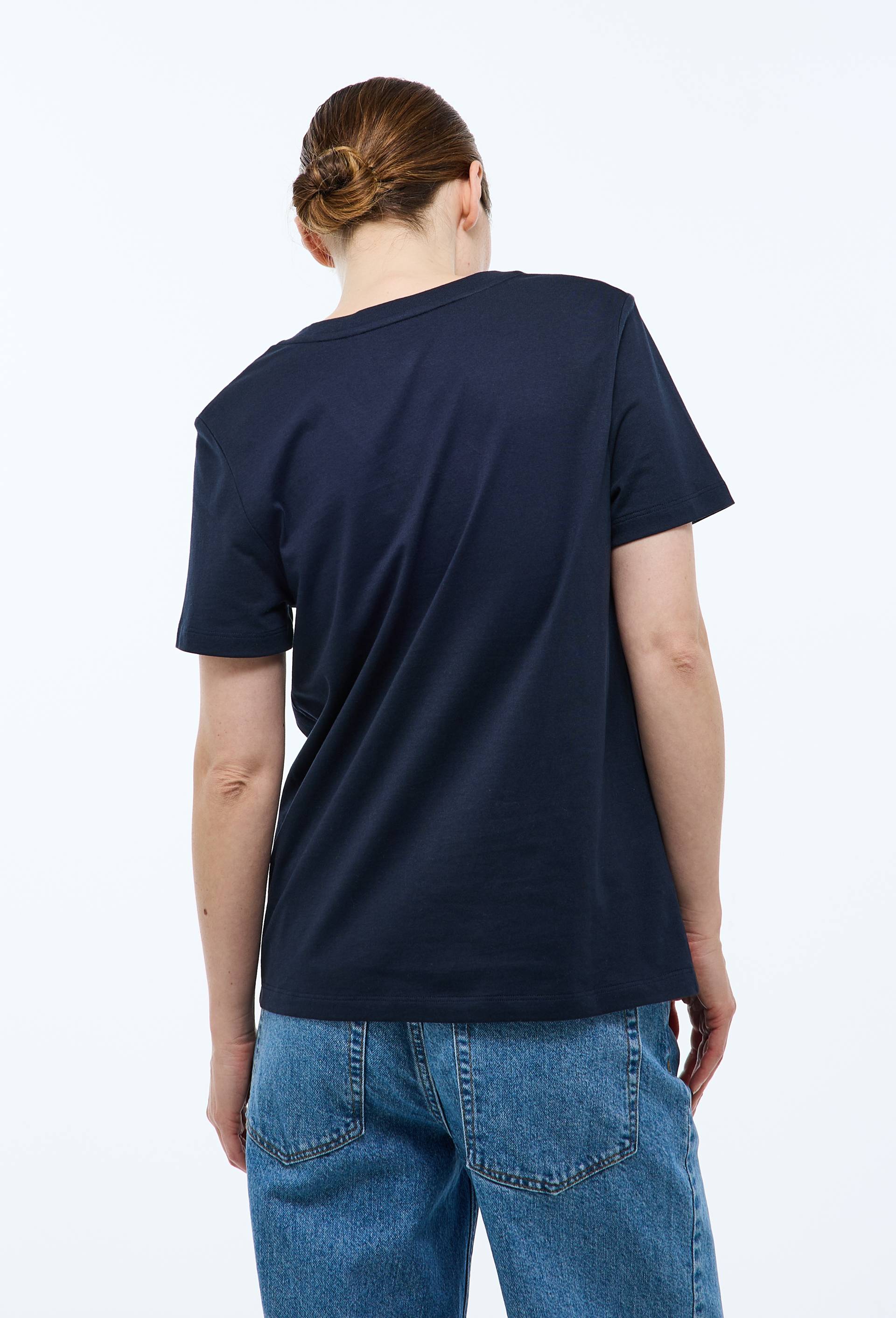 T-shirt manches courtes uni en coton BIO GOTS, Bleu fonc&eacute;, large image number 1