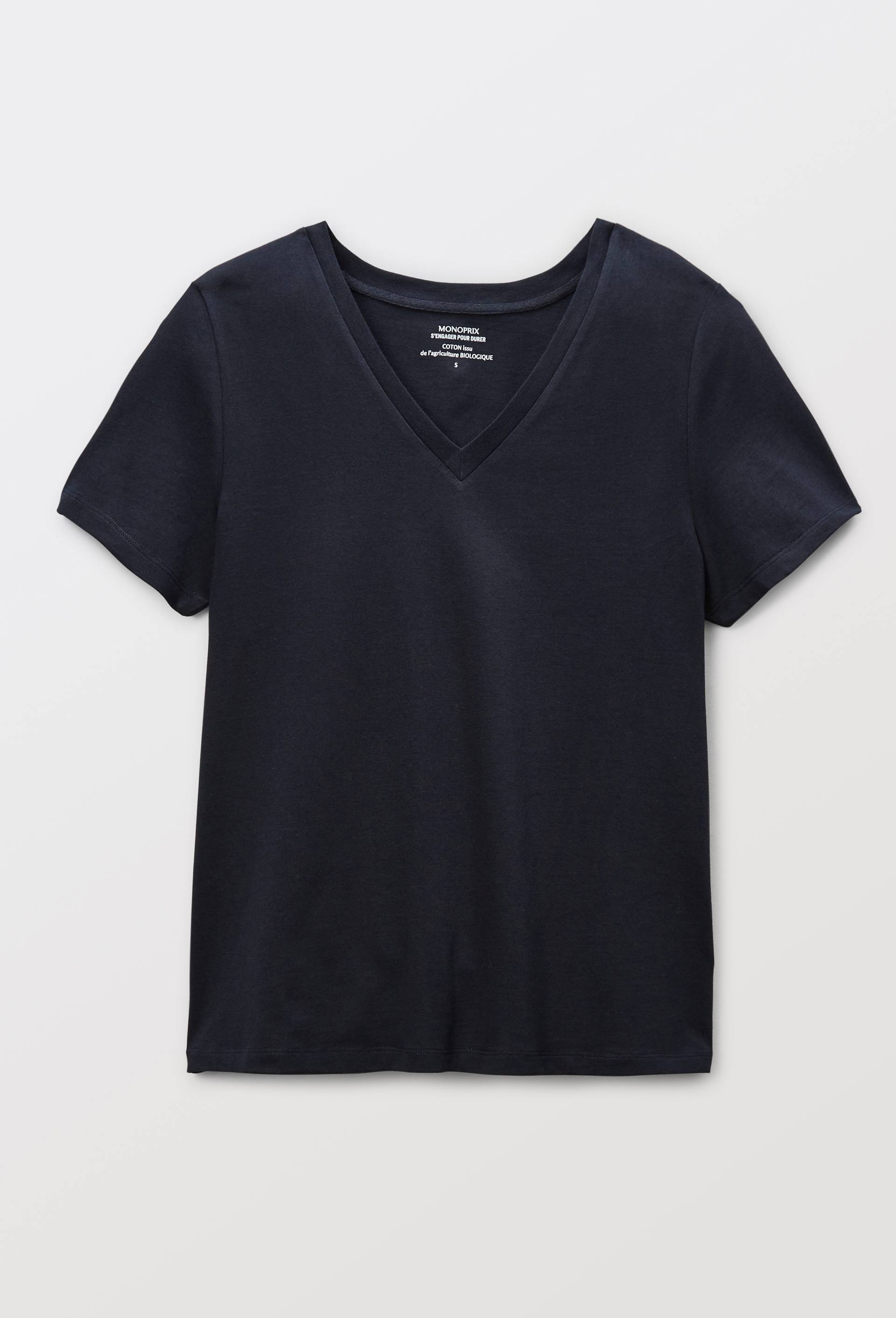 T-shirt manches courtes uni en coton BIO GOTS, Bleu fonc&eacute;, large image number 2