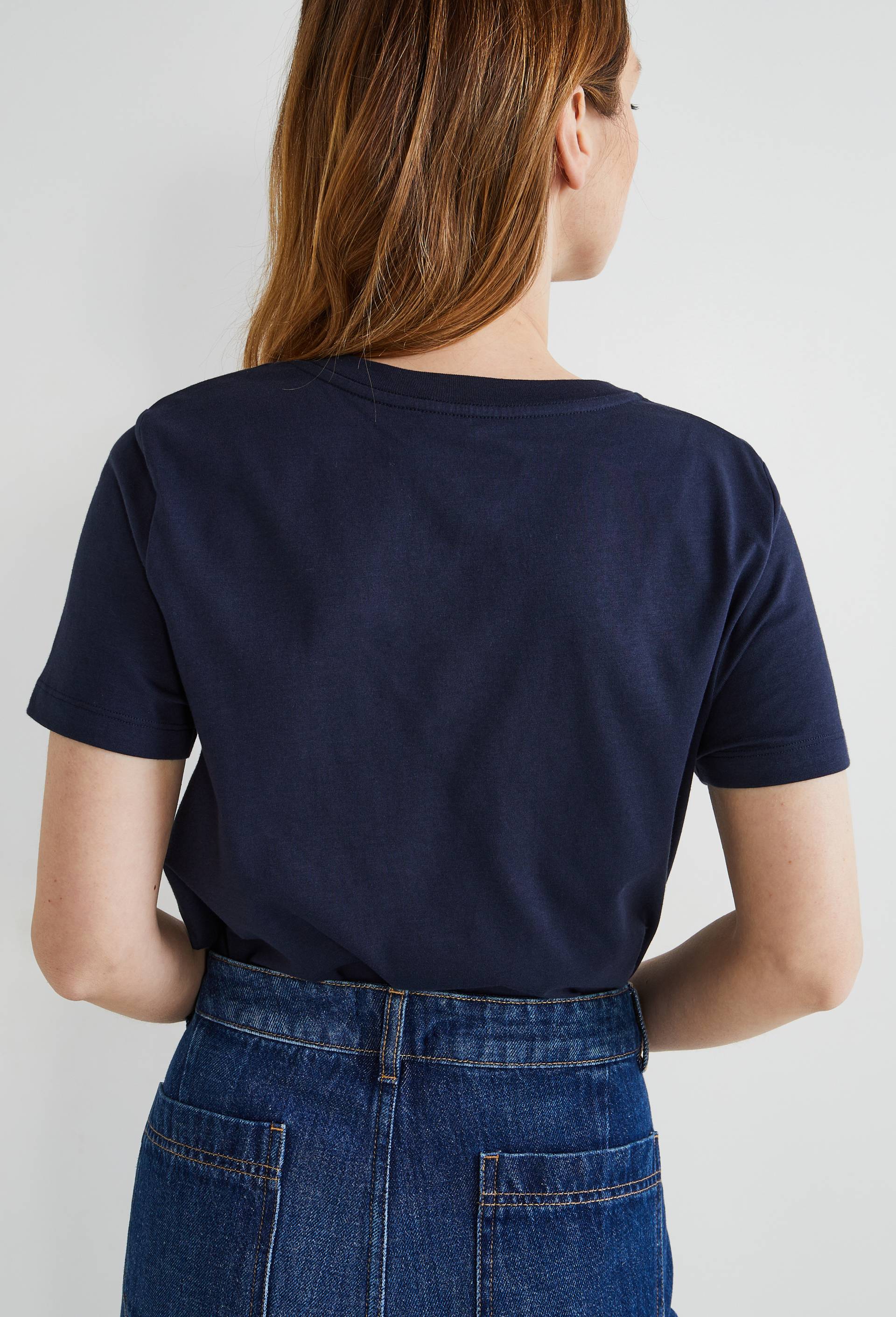 T-shirt manches courtes uni en coton BIO GOTS, Bleu fonc&eacute;, large image number 3