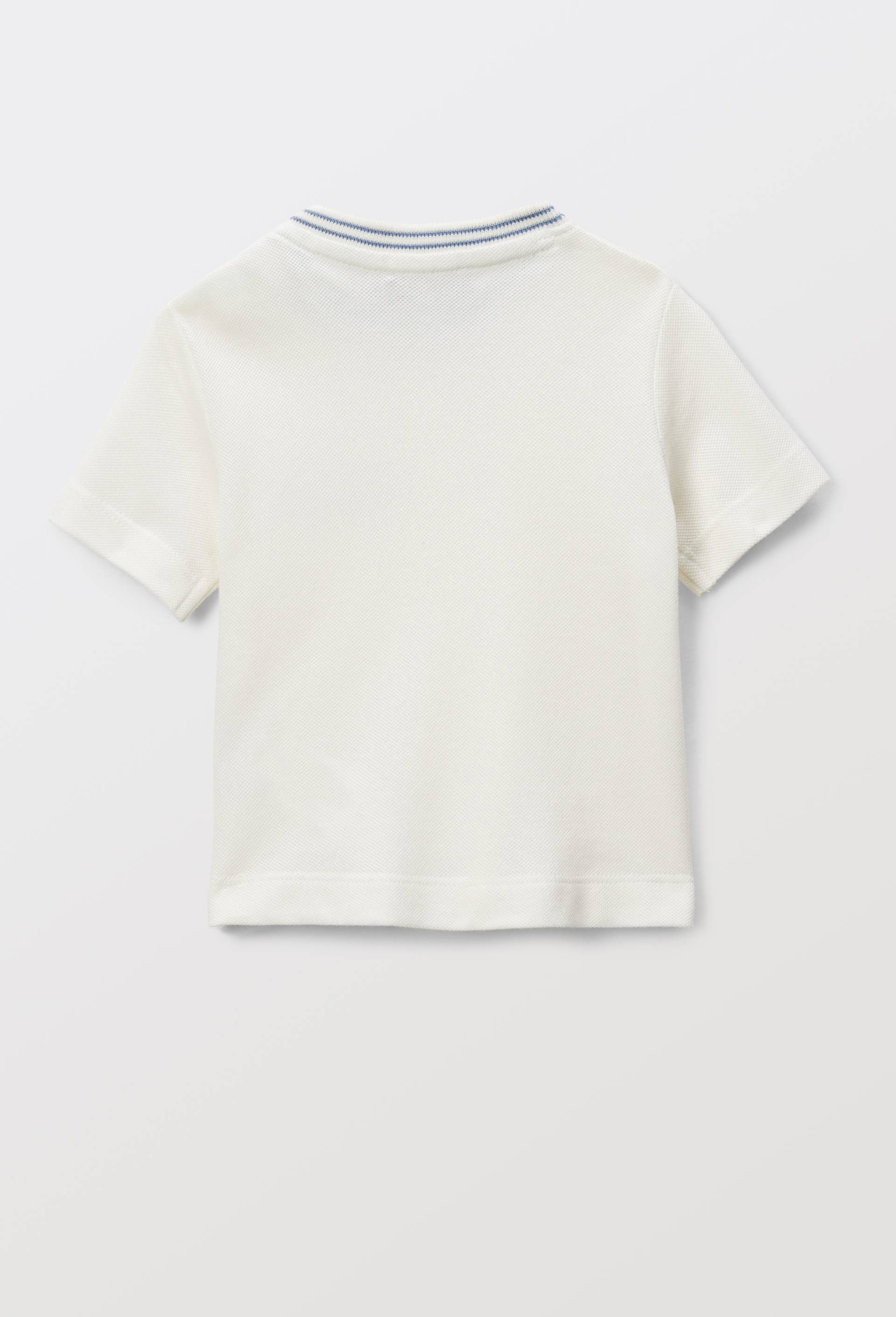 T-shirt manches courtes uni en piqué de coton BIO GOTS, Ecru, large image number 1