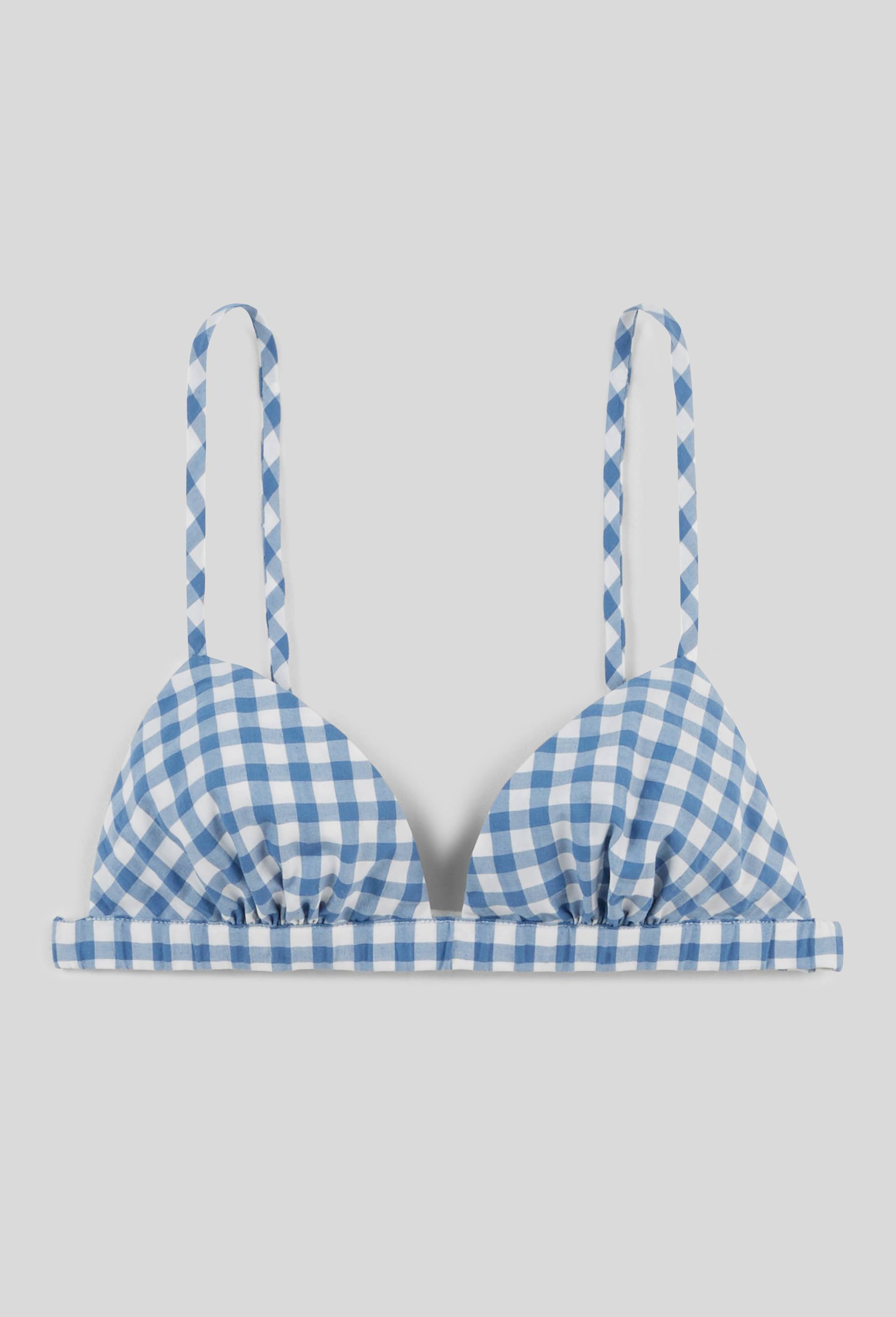 Soutien-gorge triangle ROMANE en coton m&eacute;lang&eacute;, Bleu, large image number 2