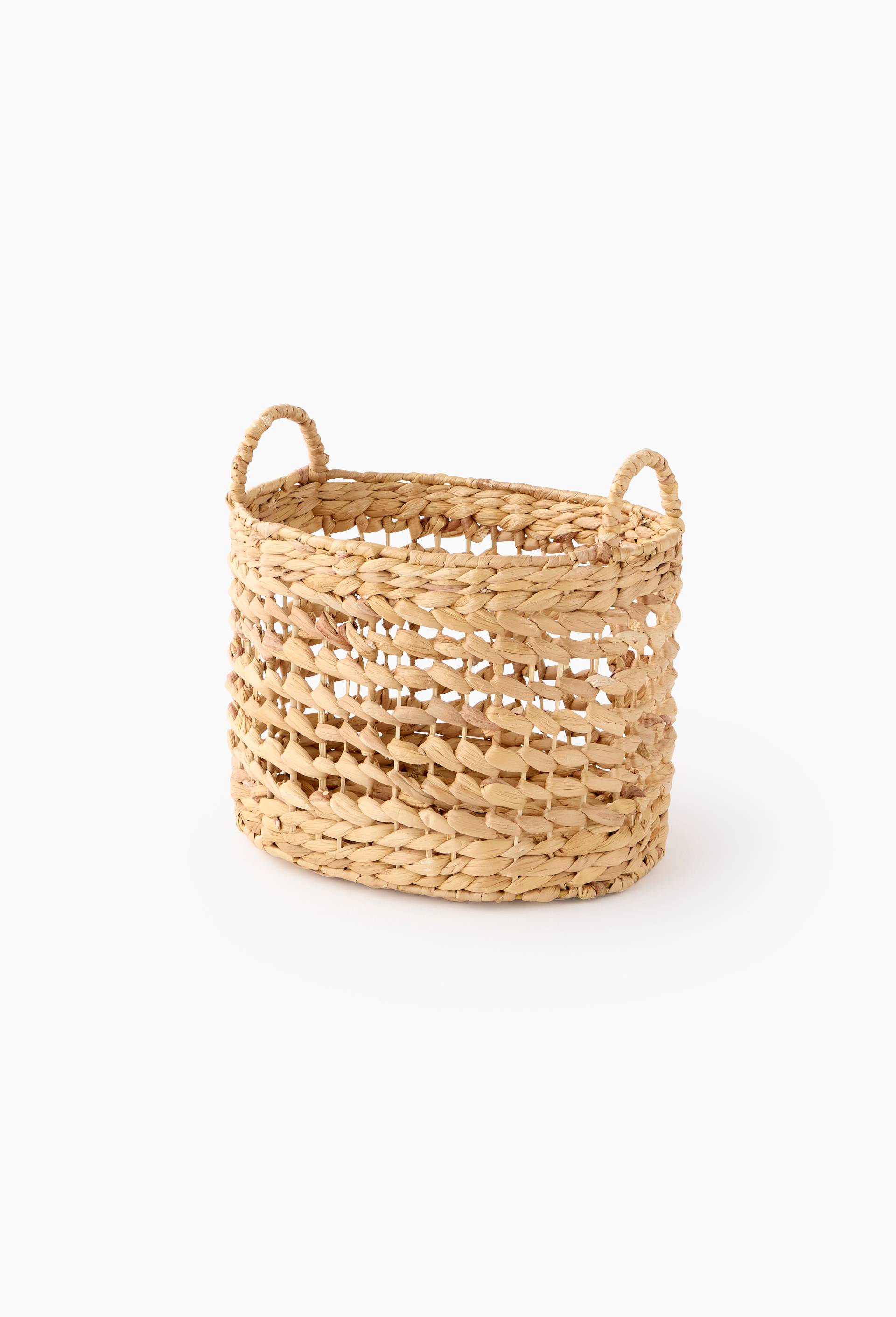 Panier ovale, en jacinthe d'eau, Beige clair, large image number 0