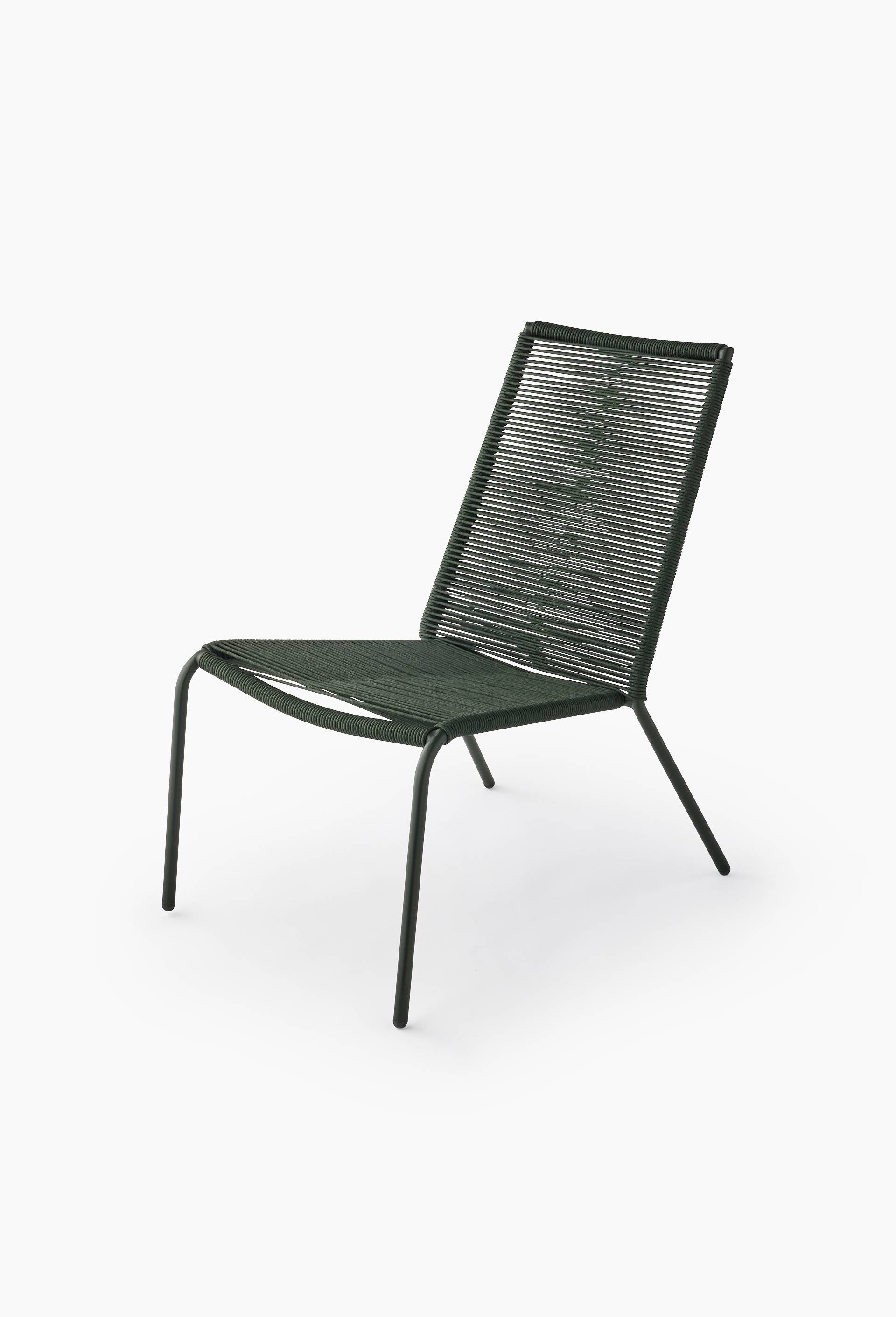 Chaise de jardin, 74x51xH80cm, en corde et m&eacute;tal, Vert fonc&eacute;, large image number 1