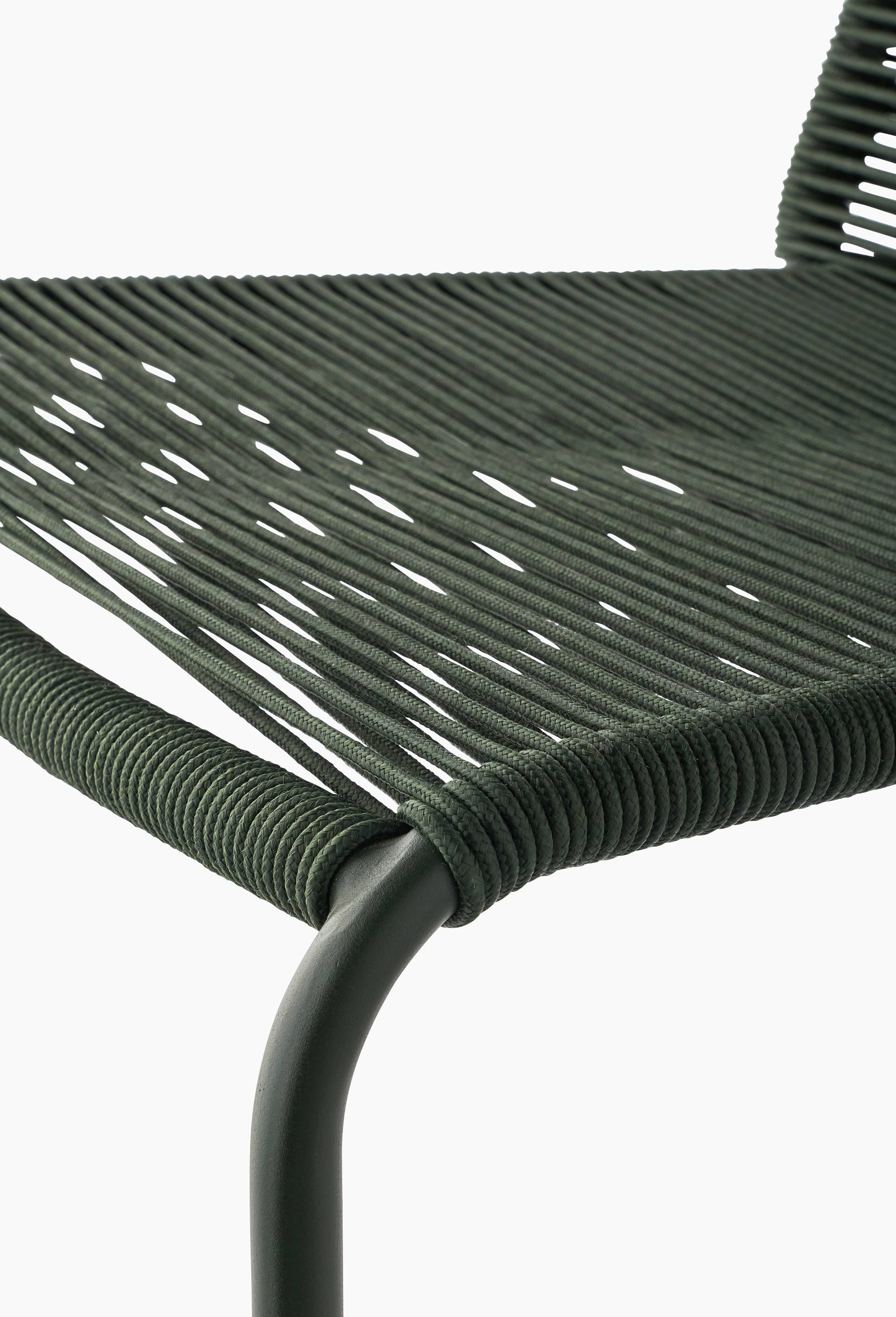 Chaise de jardin, 74x51xH80cm, en corde et m&eacute;tal, Vert fonc&eacute;, large image number 2