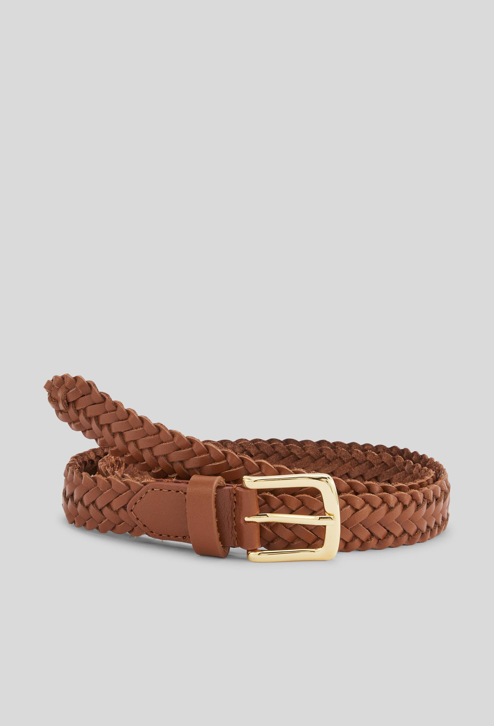 Ceinture tress&eacute;e 3 cm en cuir, Beige, large image number 0