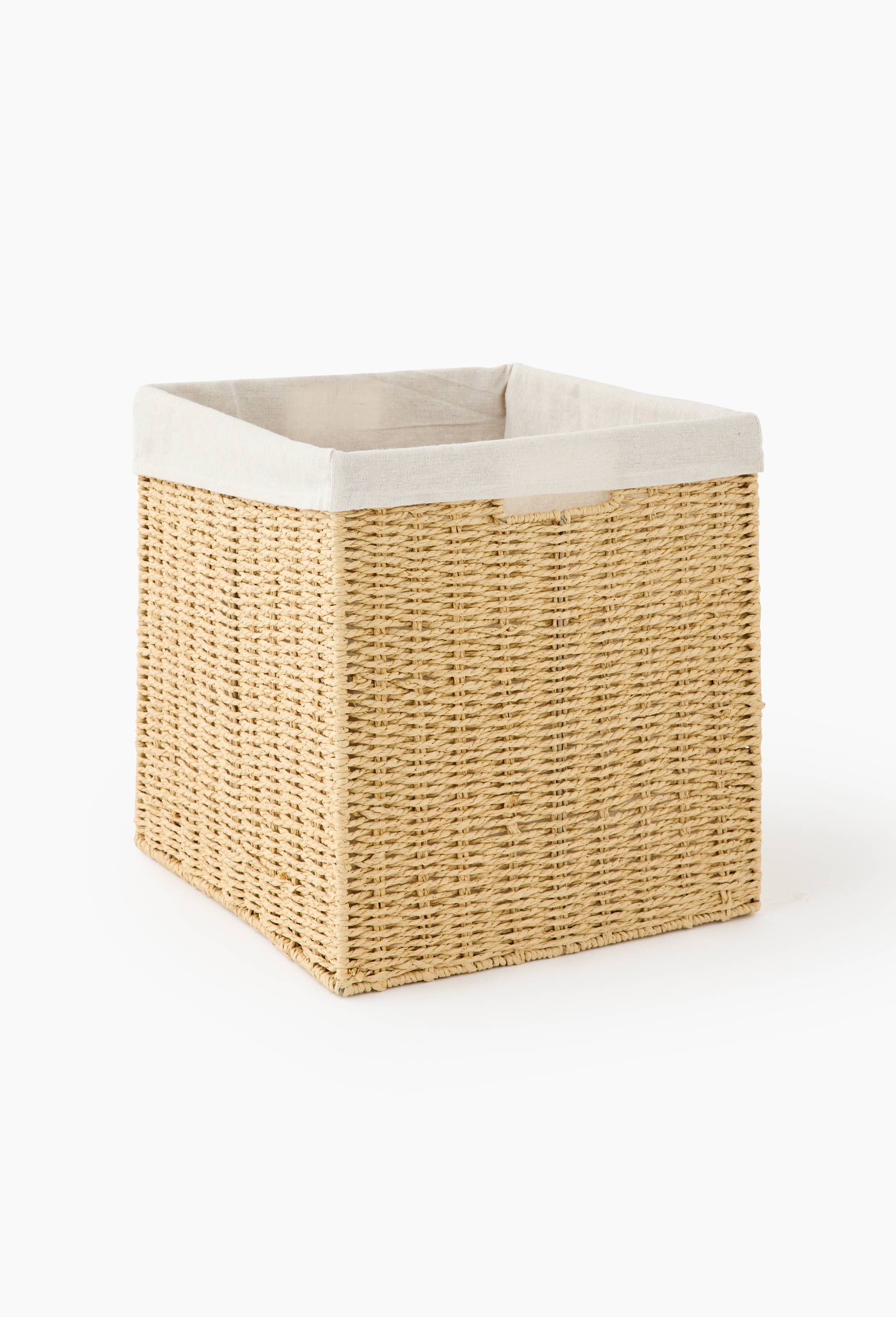 Rangement carr&eacute;, 32x32cm, en papier et tissu, Beige clair, large image number 0.0