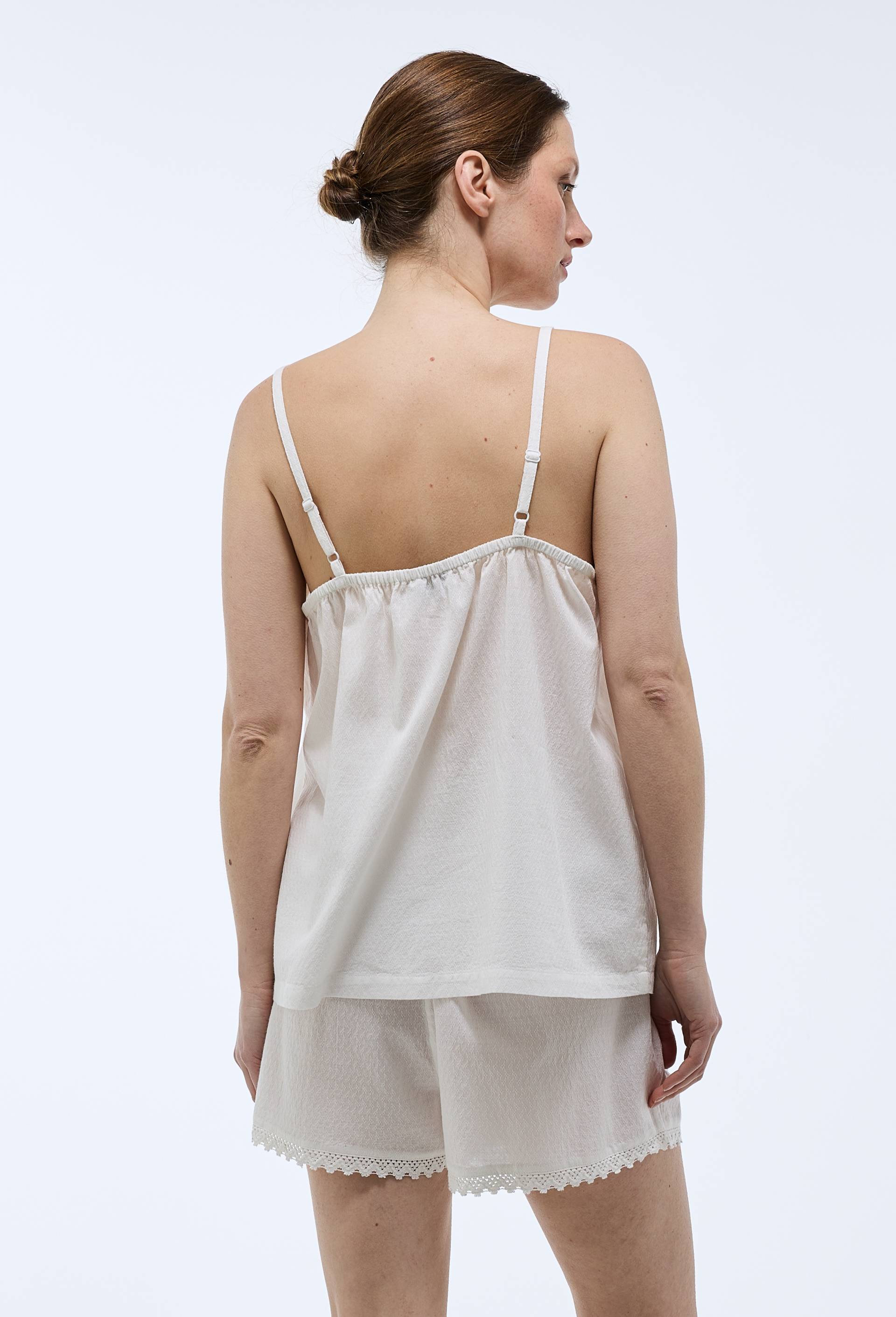 Pyjashort bretelles uni en coton BIO GOTS, Ecru, large image number 1