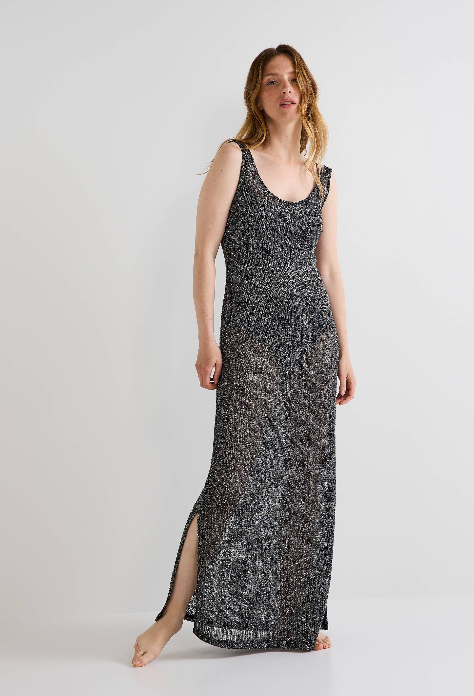 Robe en maille, mati&egrave;re recycl&eacute;e, Noir, large image number 1