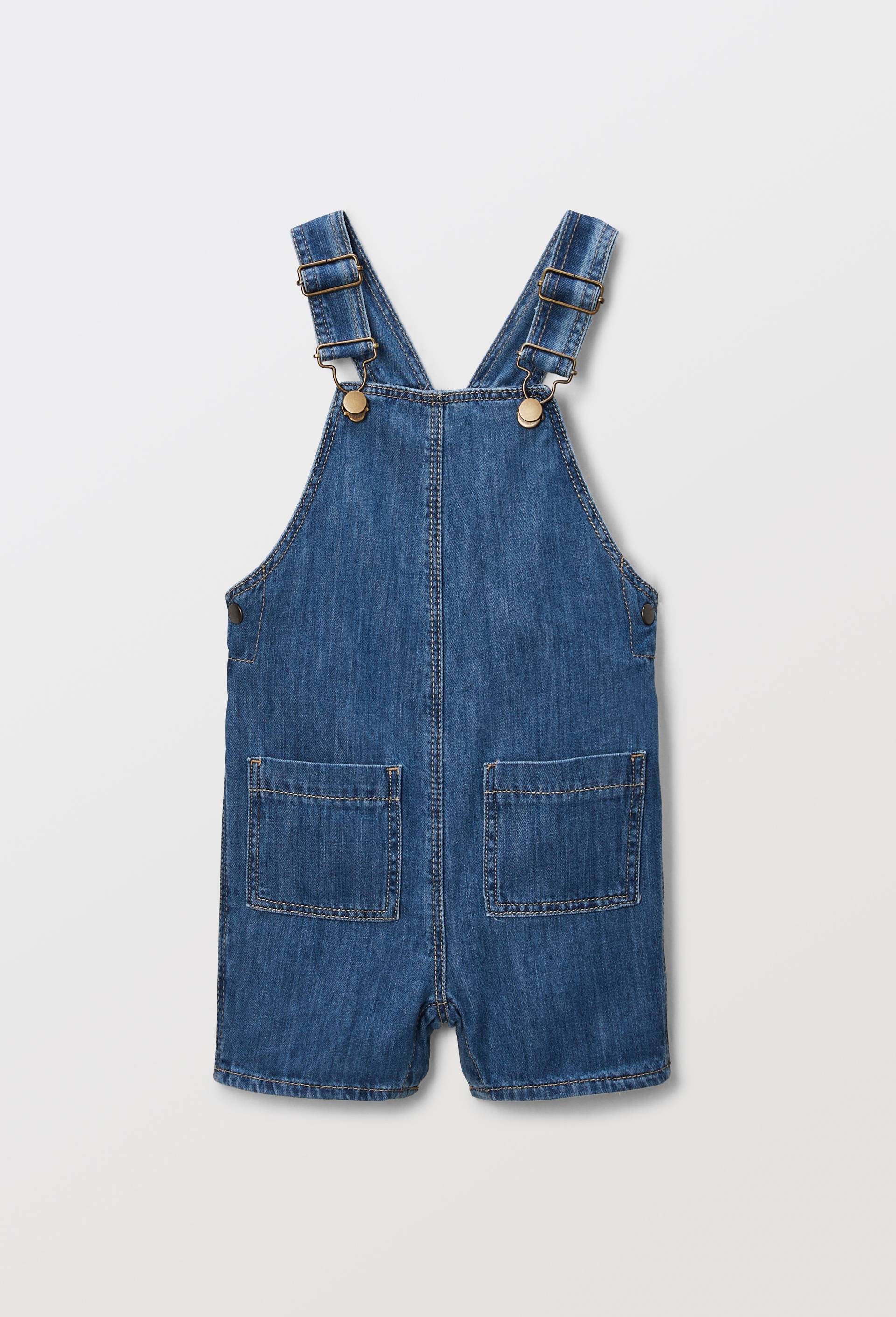 Salopette courte chambray, certifié OEKO-TEX, BLEU, large image number 0
