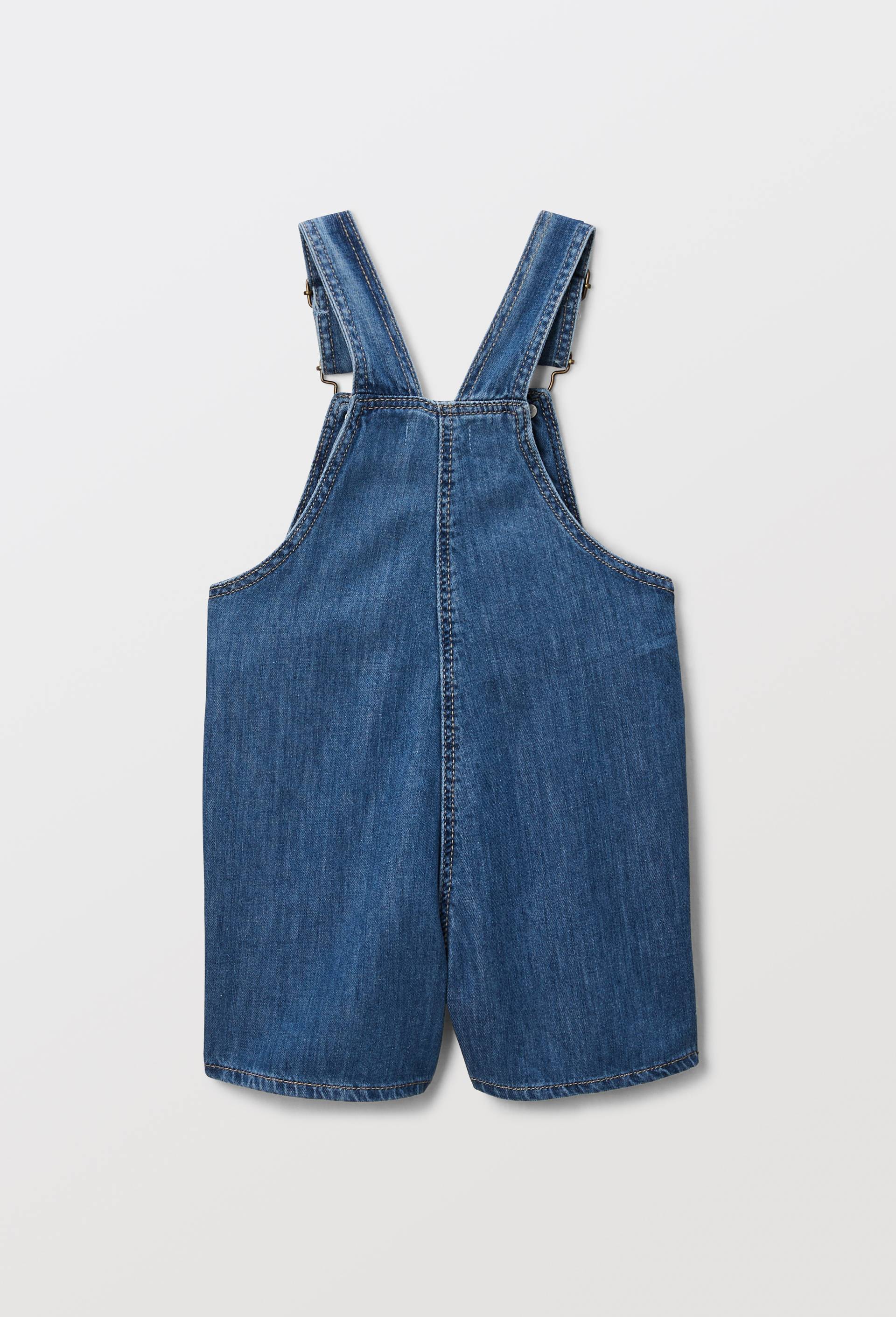 Salopette courte chambray, certifié OEKO-TEX, BLEU, large image number 1