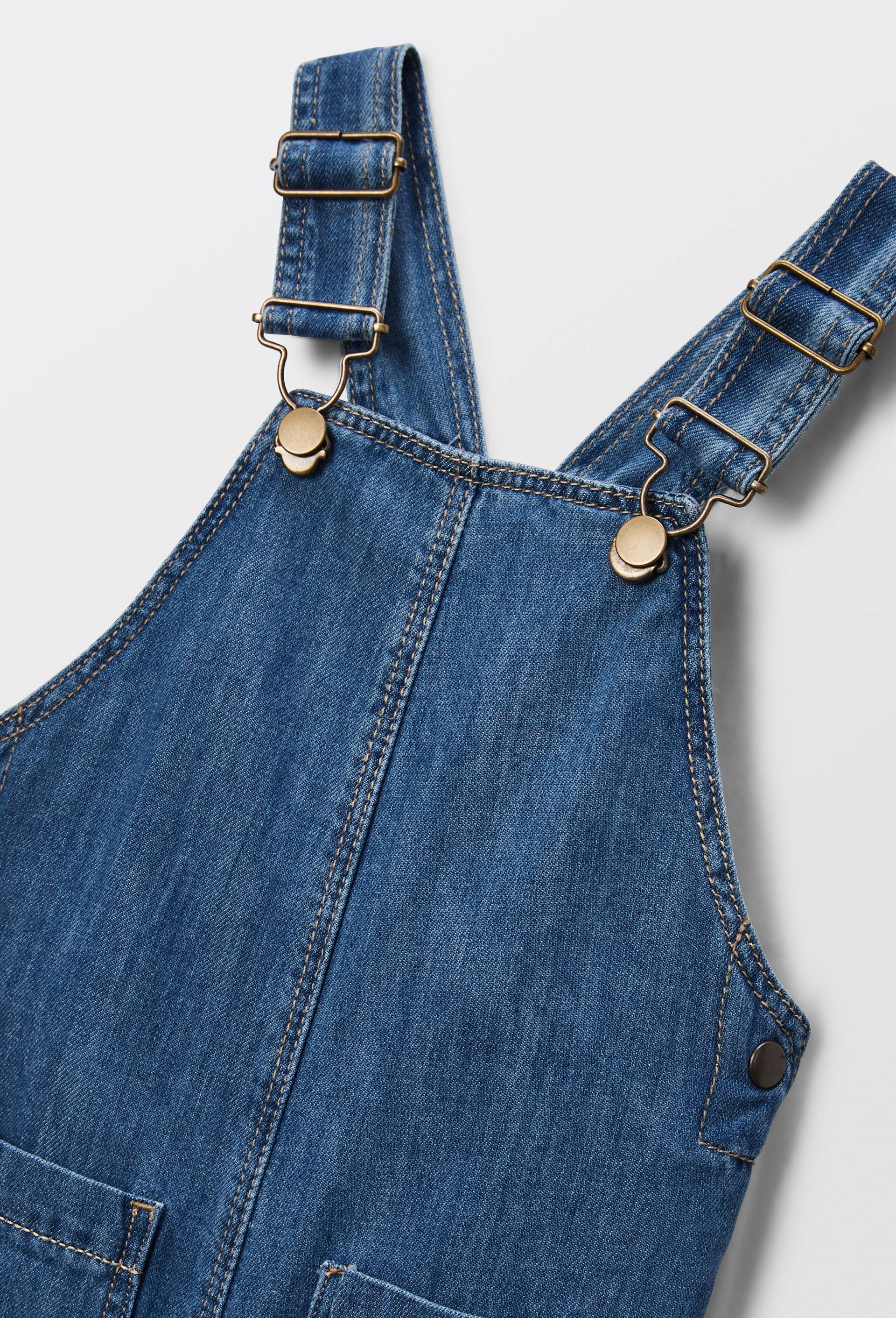 Salopette courte chambray, certifié OEKO-TEX, BLEU, large image number 2