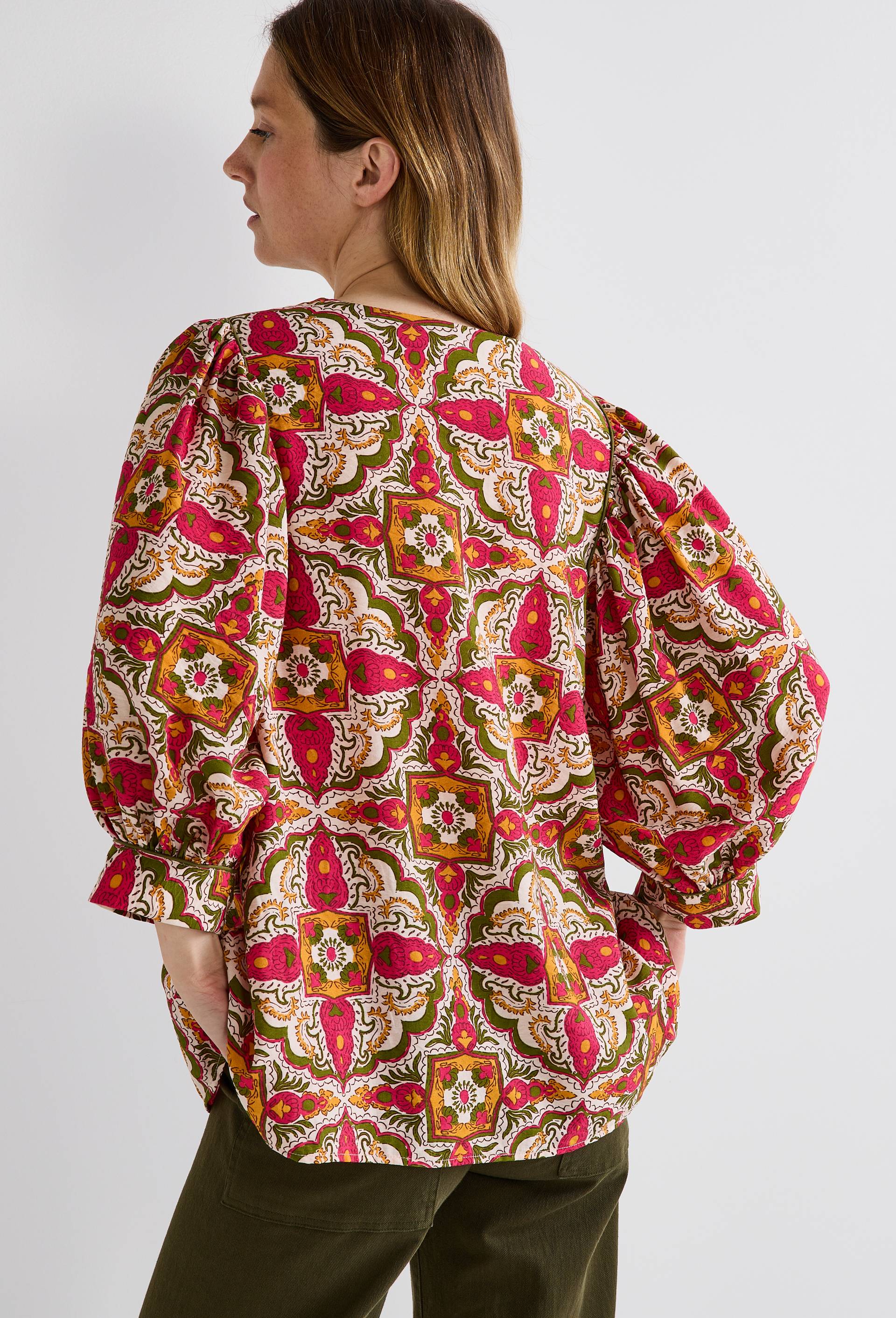 Blouse ample imprimée, Beige clair, large image number 1