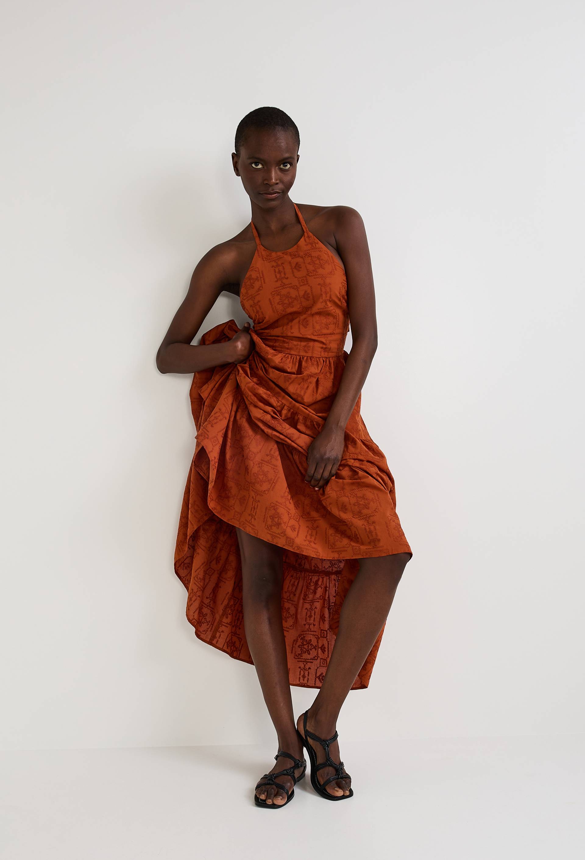 Robe sans manches brod&eacute;e, Orange fonc&eacute;, large image number 0