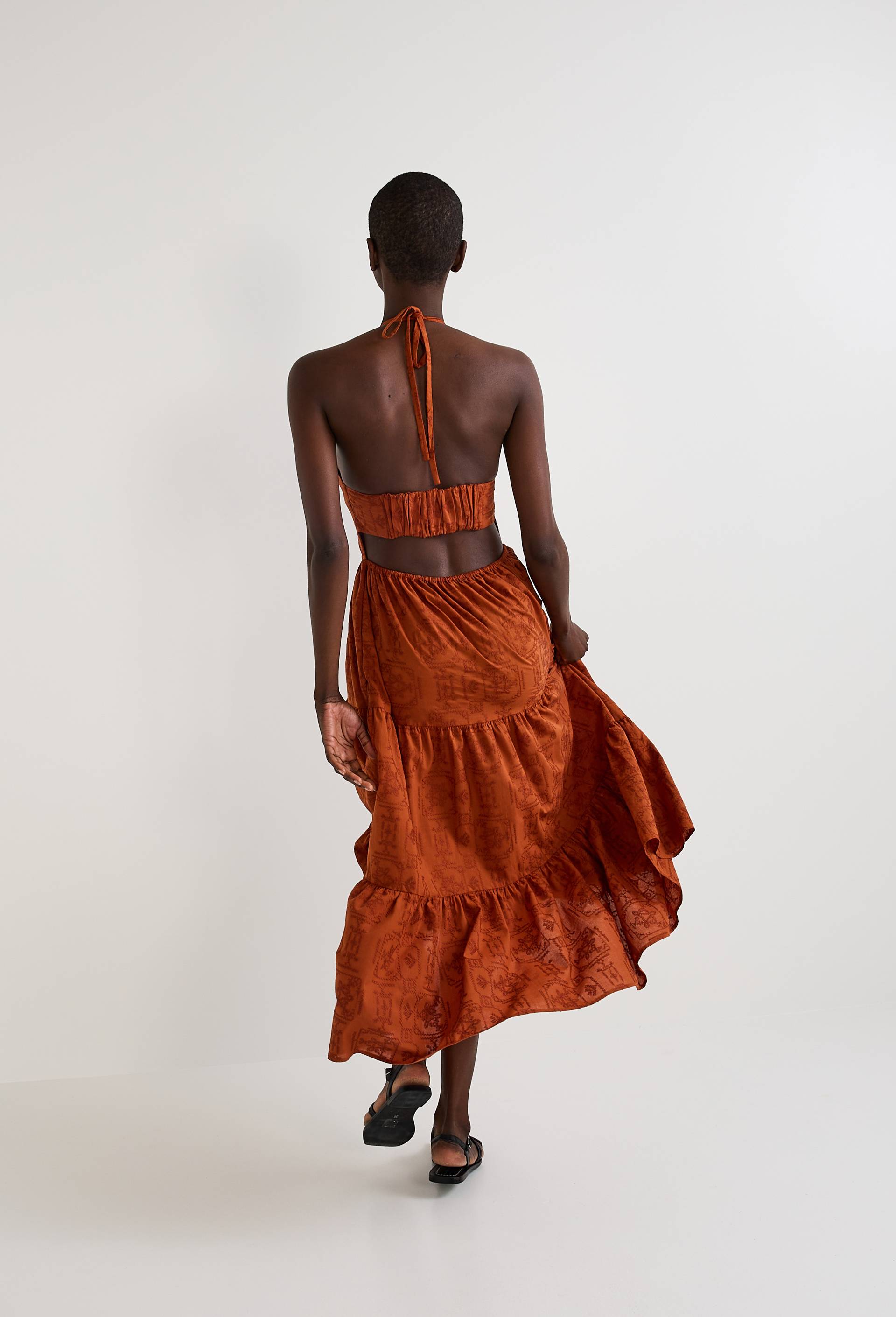 Robe sans manches brod&eacute;e, Orange fonc&eacute;, large image number 1