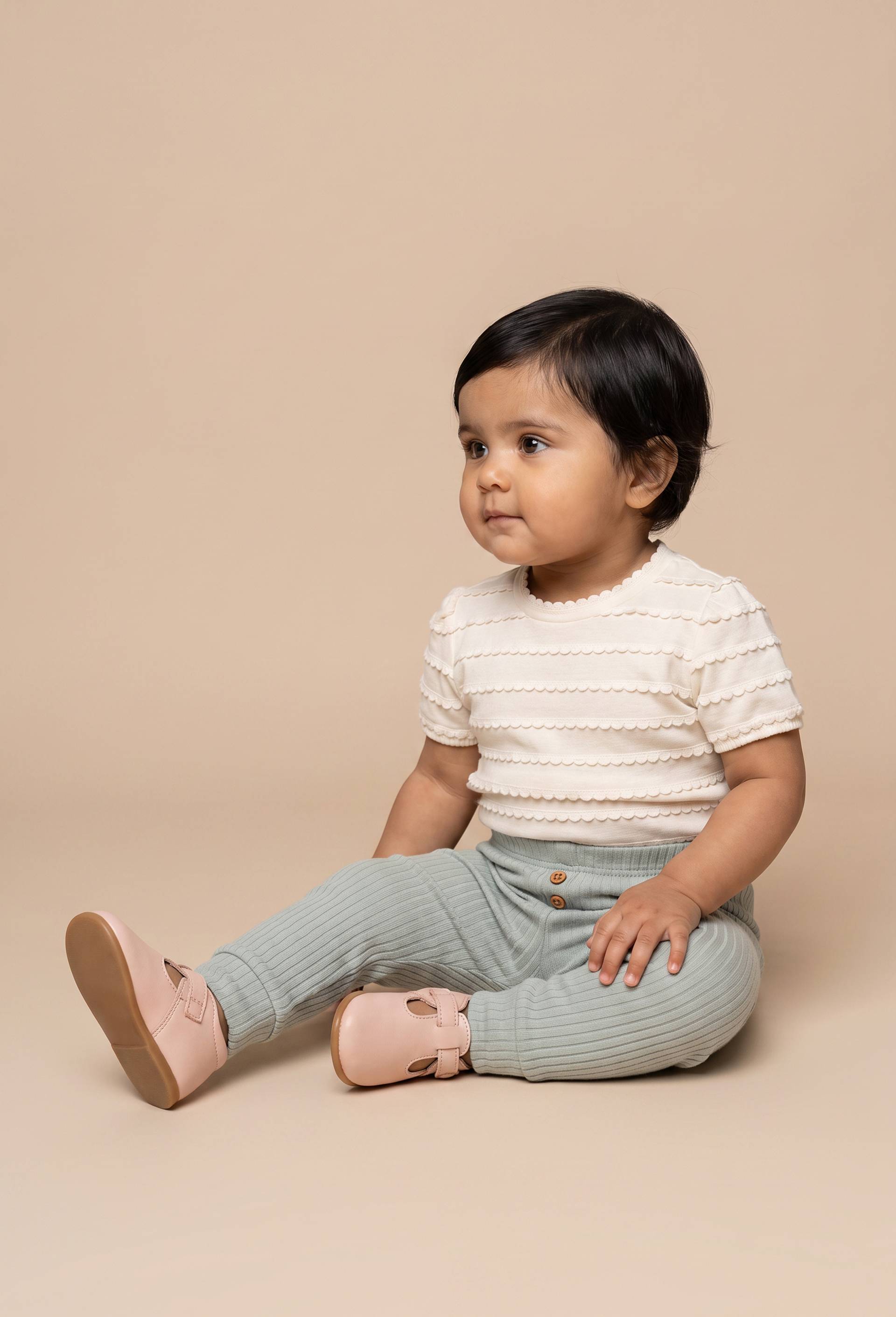 Lot de 2 leggings unis en coton BIO GOTS, Beige clair, large image number 0.0