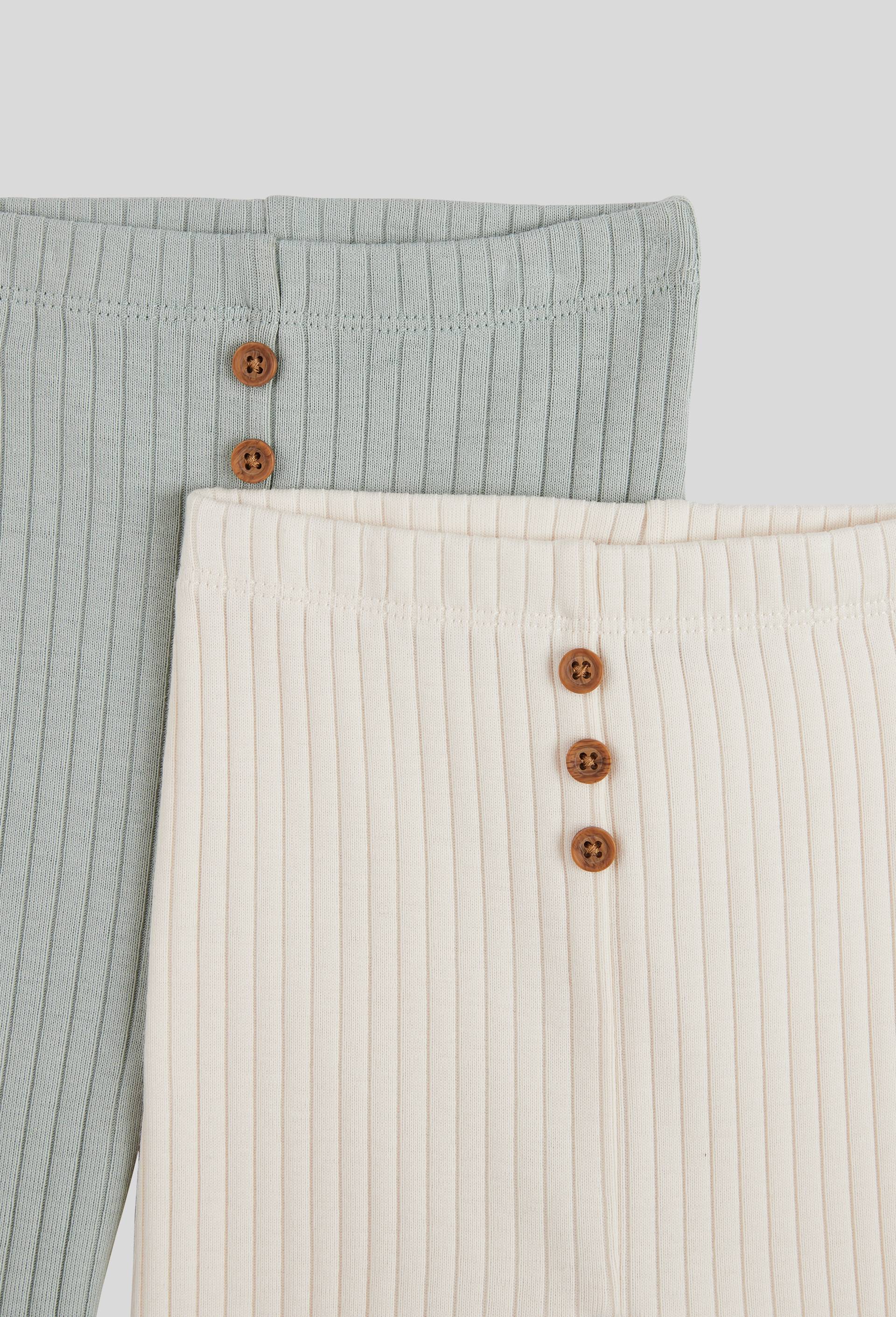 Lot de 2 leggings unis en coton BIO GOTS, Beige clair, large image number 2