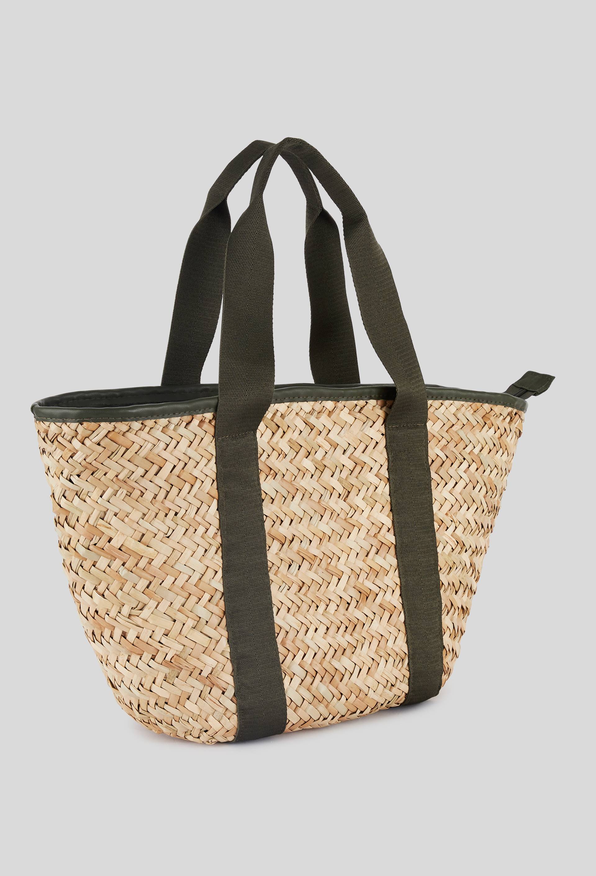 Panier en paille tress&eacute;e, Beige clair, large image number 0