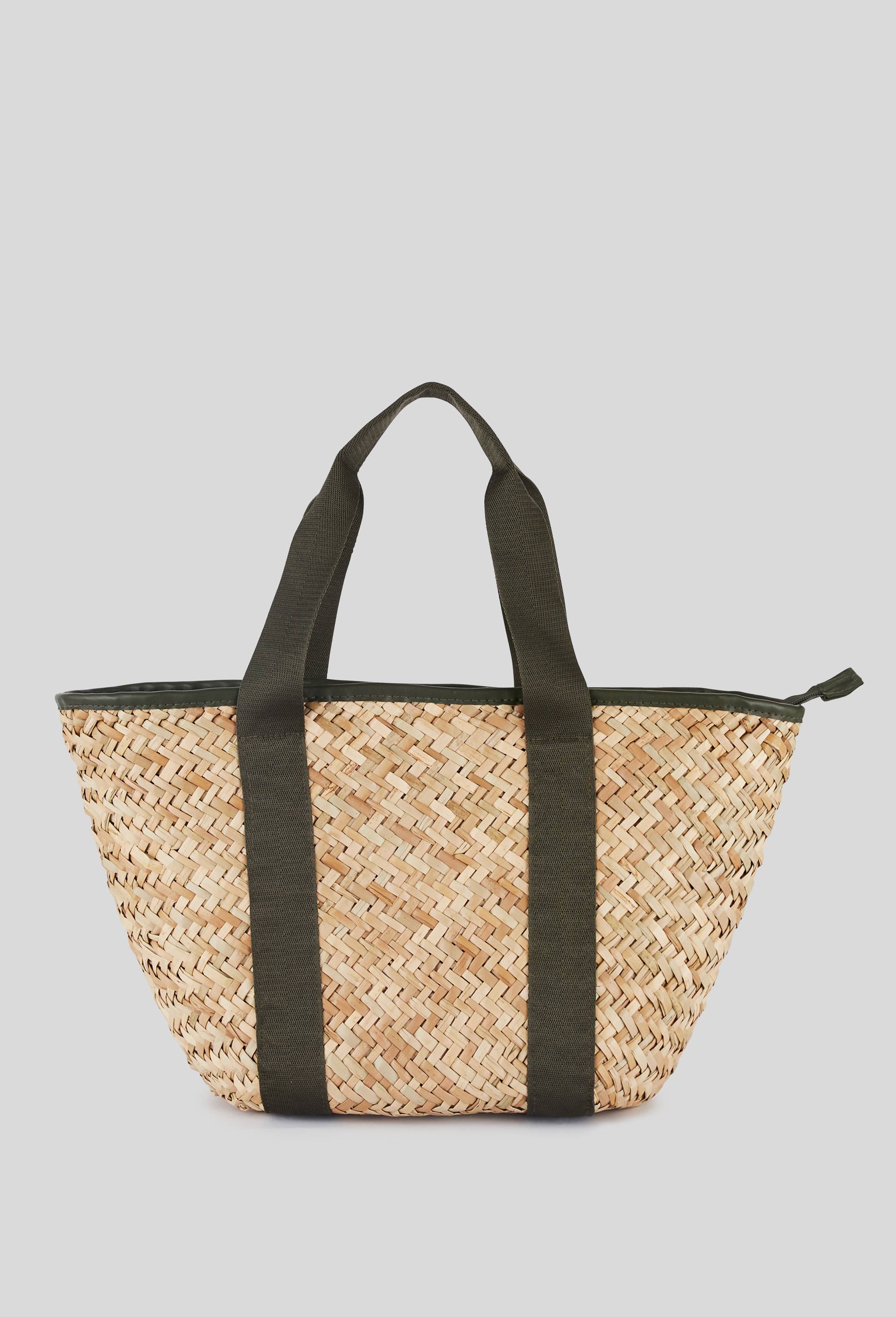 Panier en paille tress&eacute;e, Beige clair, large image number 1