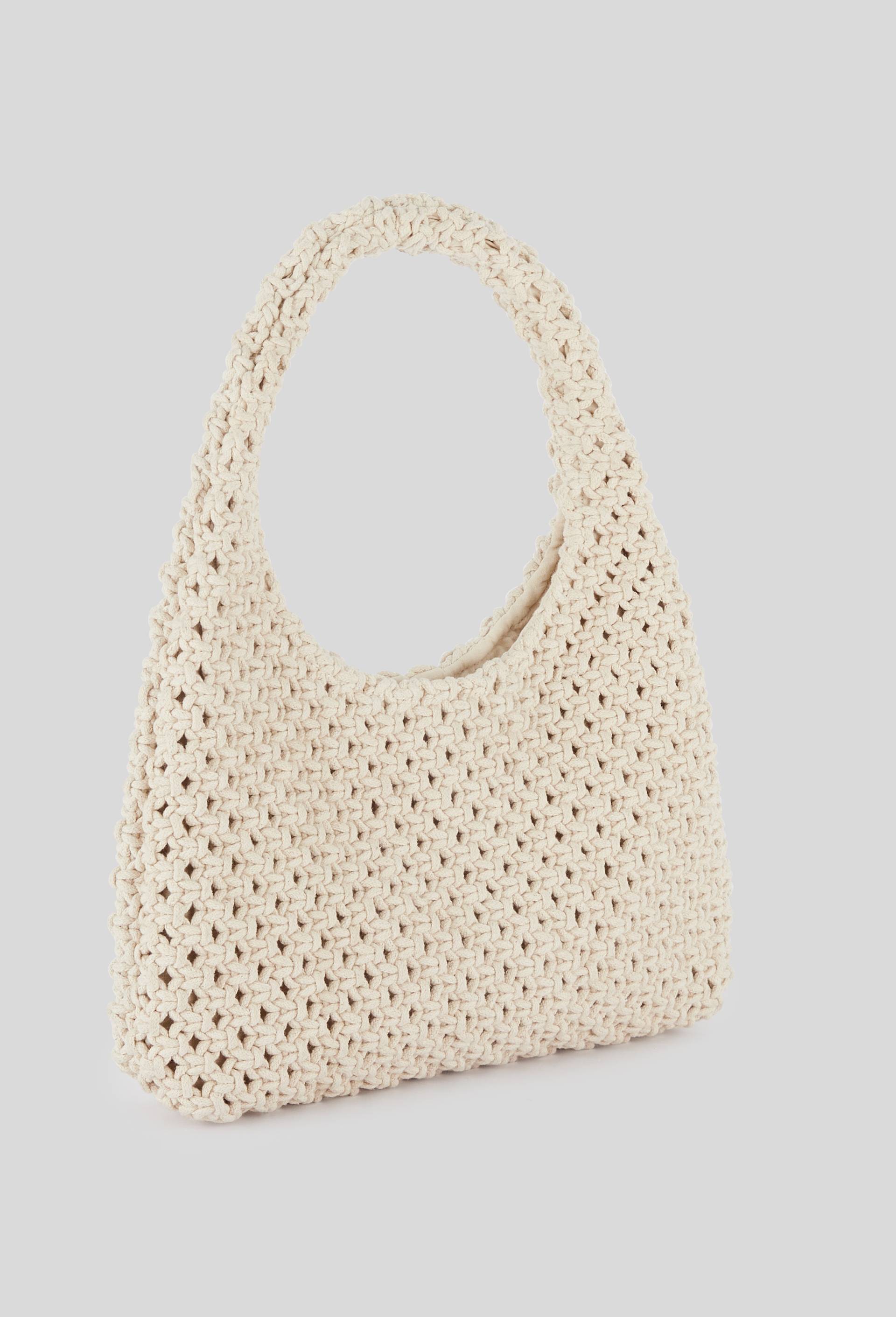 Sac en crochet porté épaule, Ecru, large image number 1