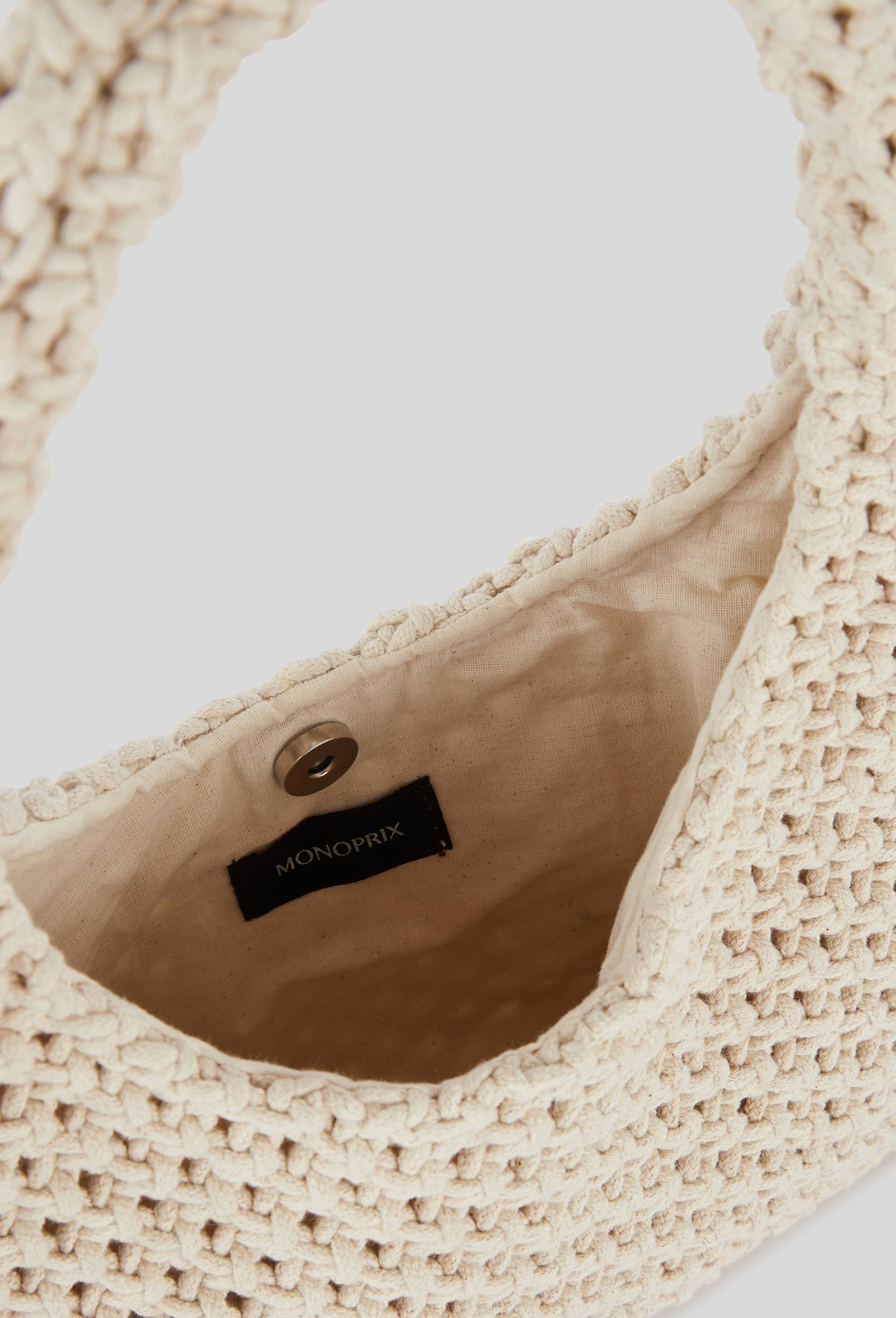 Sac en crochet porté épaule, Ecru, large image number 3