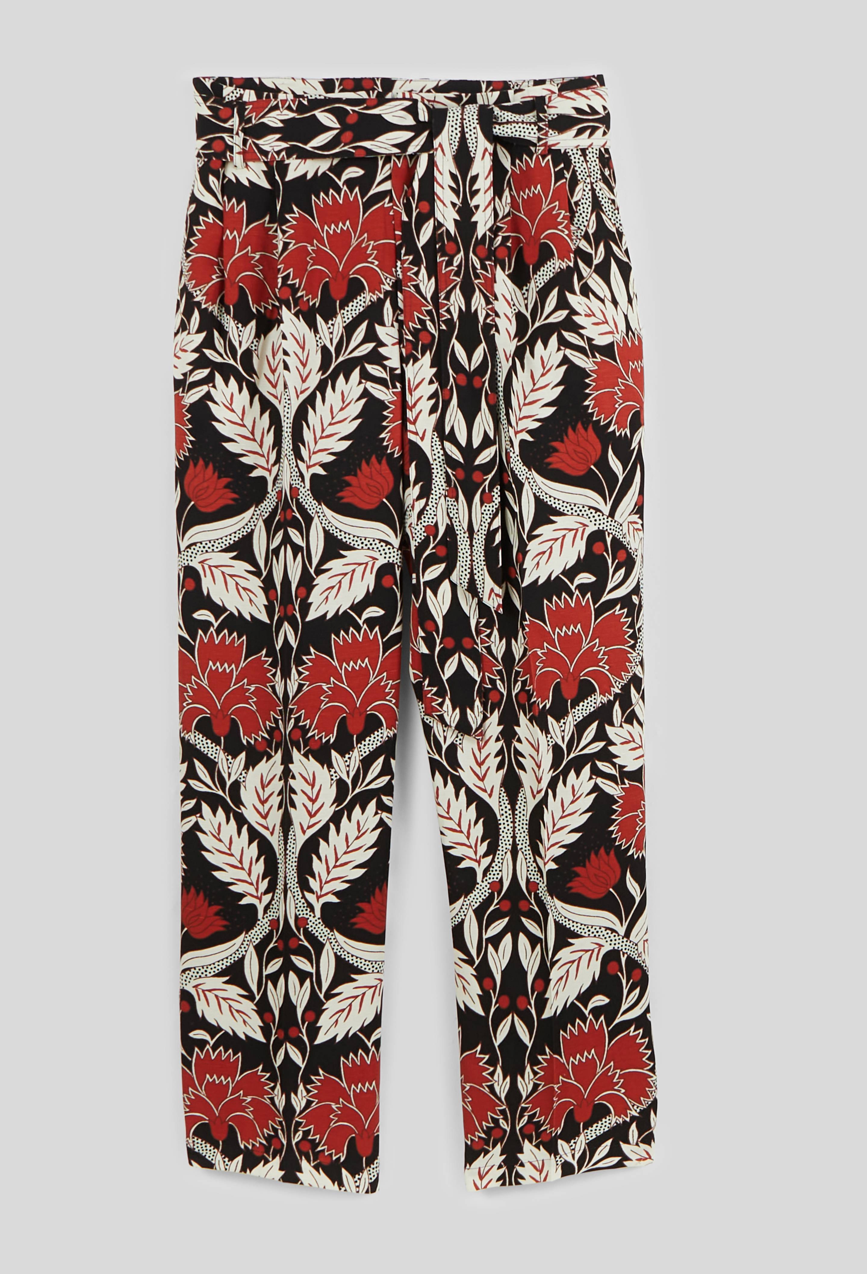 Pantalon ceintur&eacute; en lin et lyocell, Noir, large image number 5