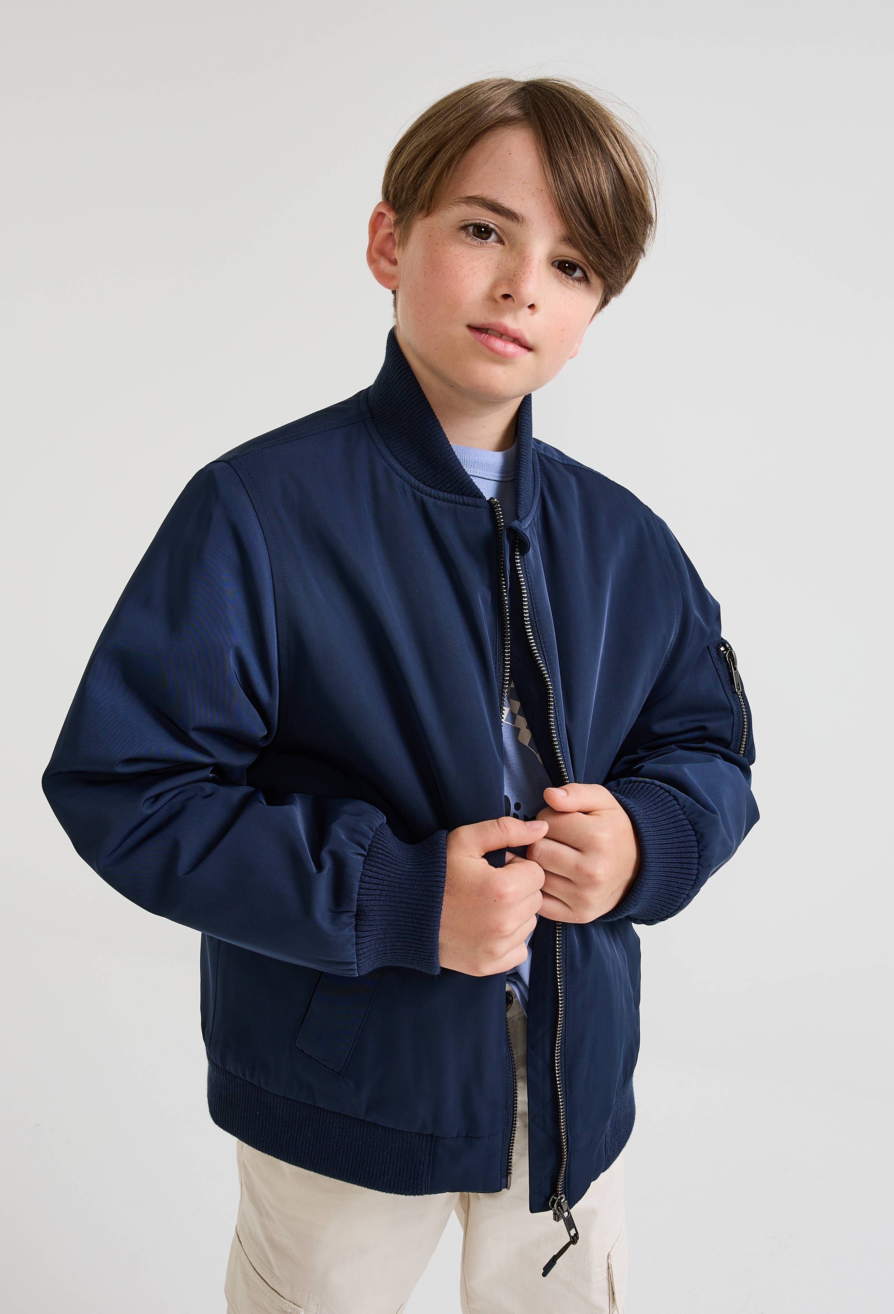 Blouson bomber uni, Bleu fonc&eacute;, large image number 0