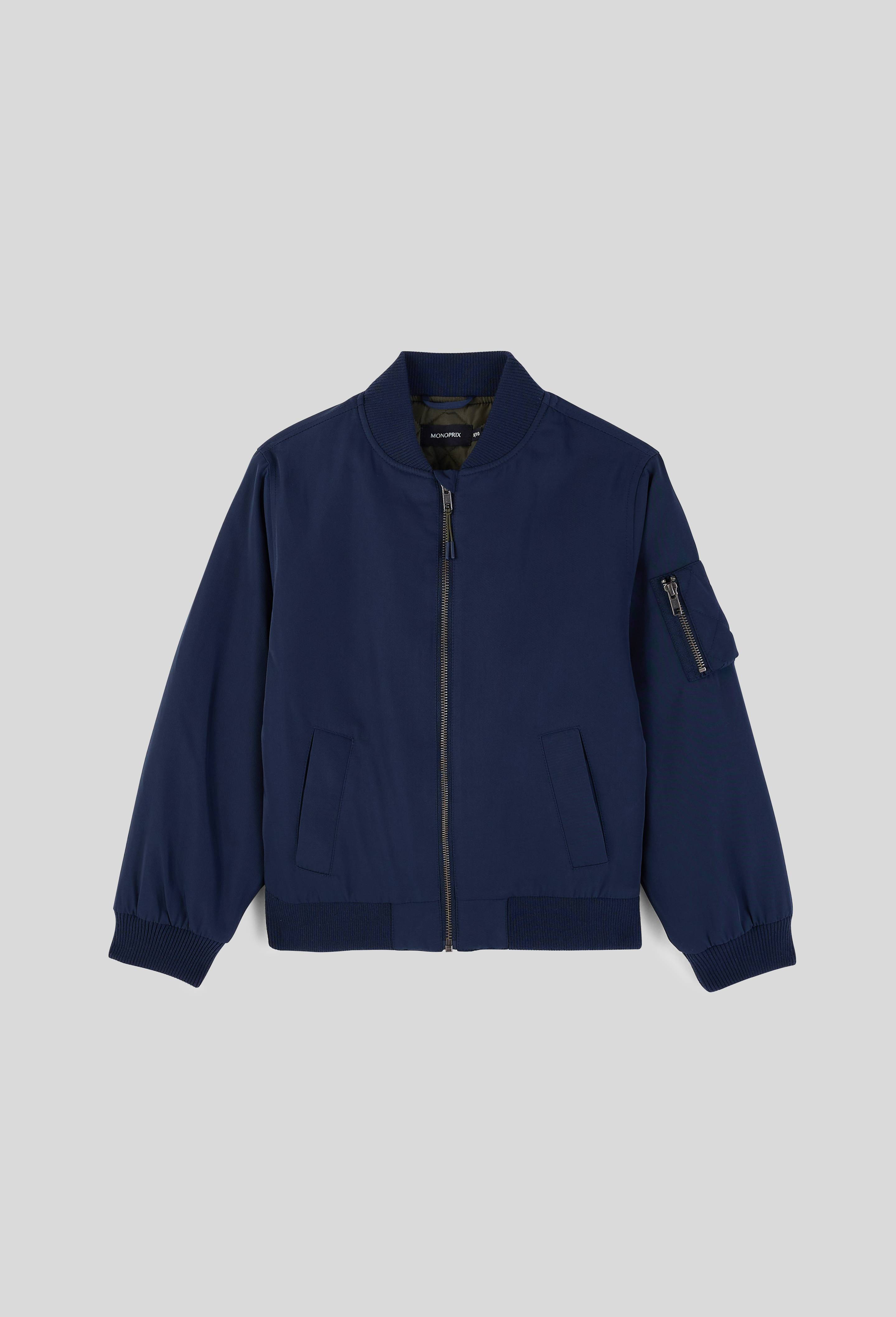 Blouson bomber uni, Bleu fonc&eacute;, large image number 1