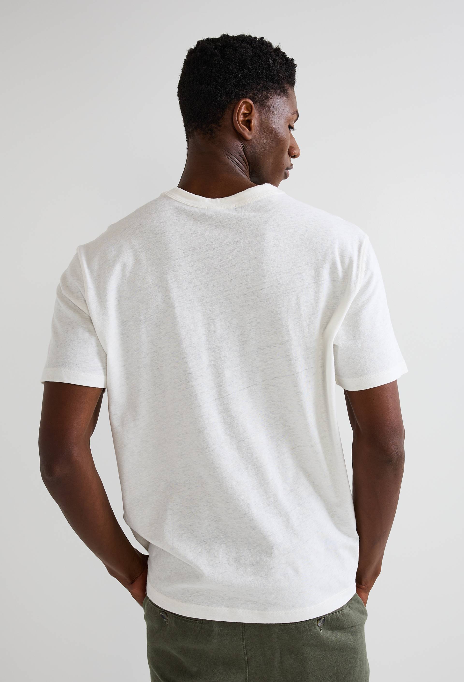 T-shirt manches courtes en mélange coton et lin, Ecru, large image number 1.0