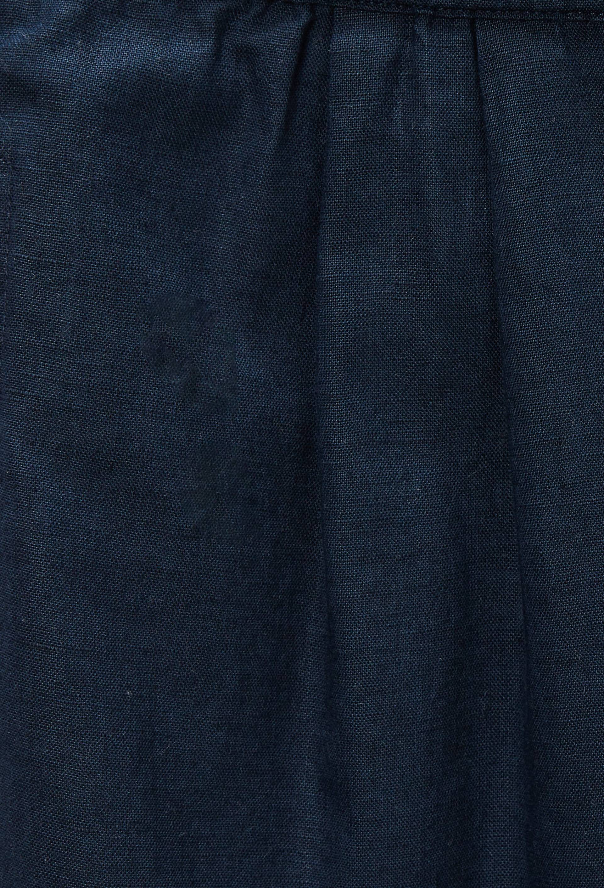 Bermuda &agrave; pince taille &eacute;lastiqu&eacute;e en m&eacute;lange lin et coton, Bleu fonc&eacute;, large image number 5