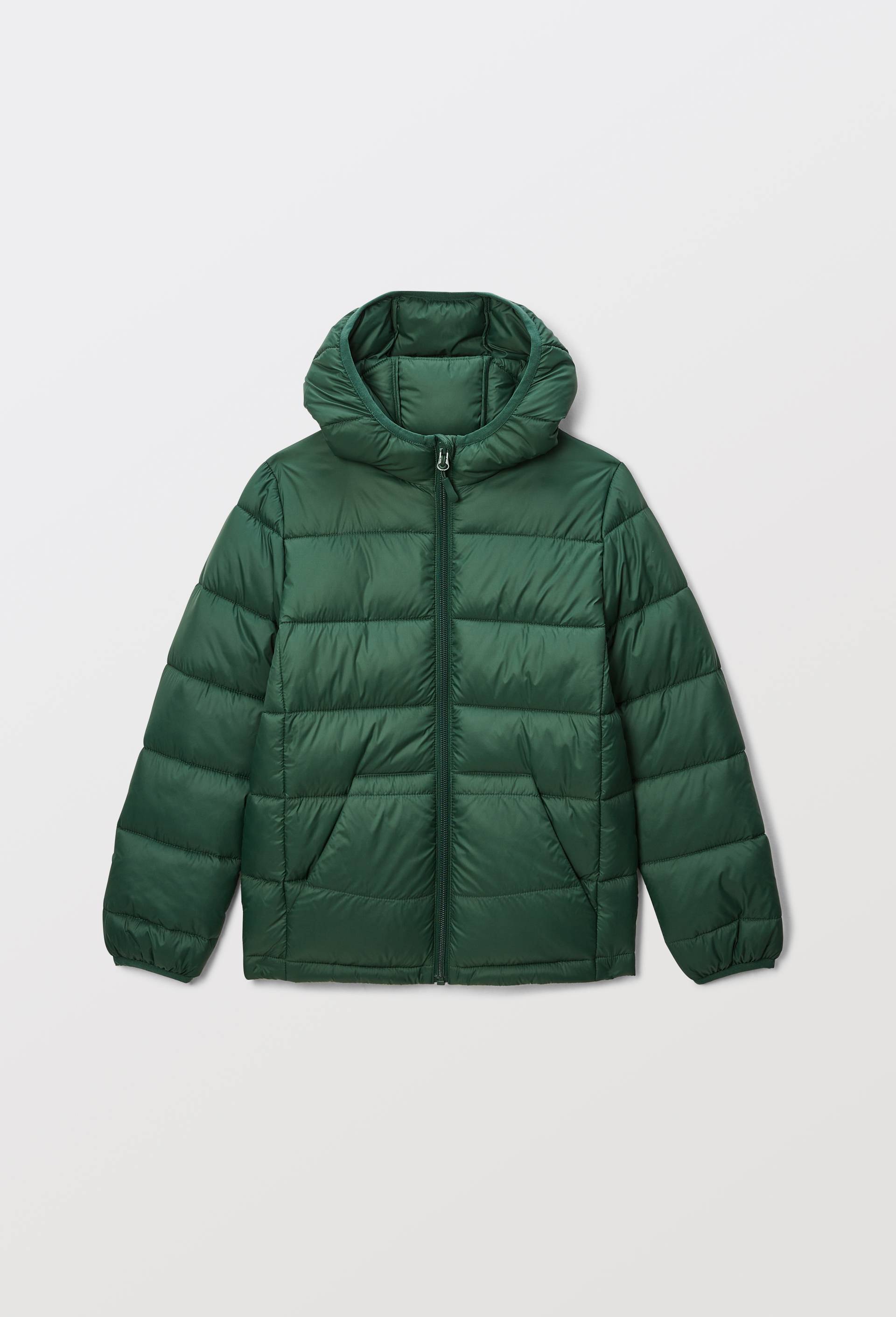 Doudoune &agrave; capuche d&eacute;perlante unie, Vert fonc&eacute;, swatch image