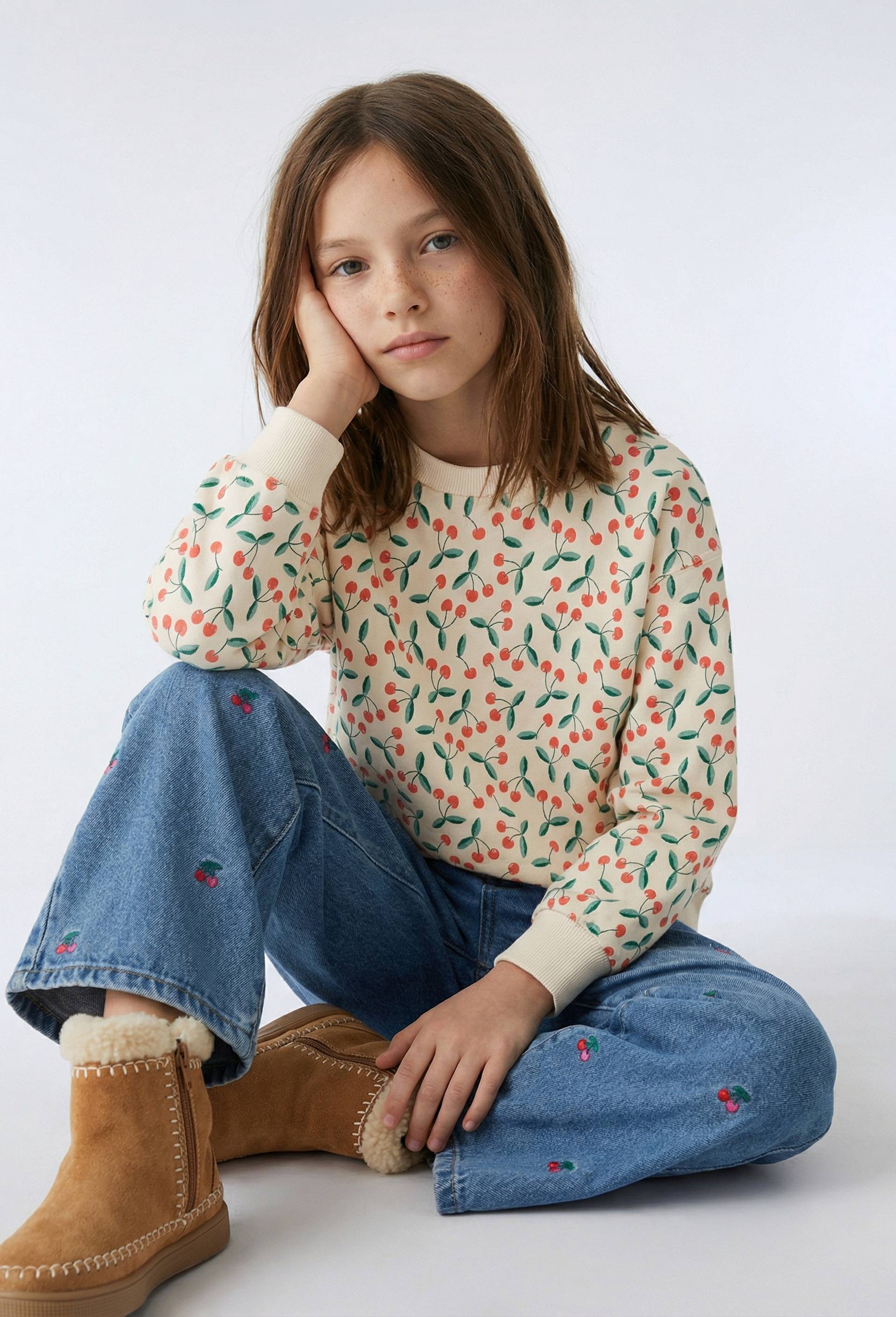 Sweat imprim&eacute; contenant du coton BIO GOTS, Beige clair, large image number 0