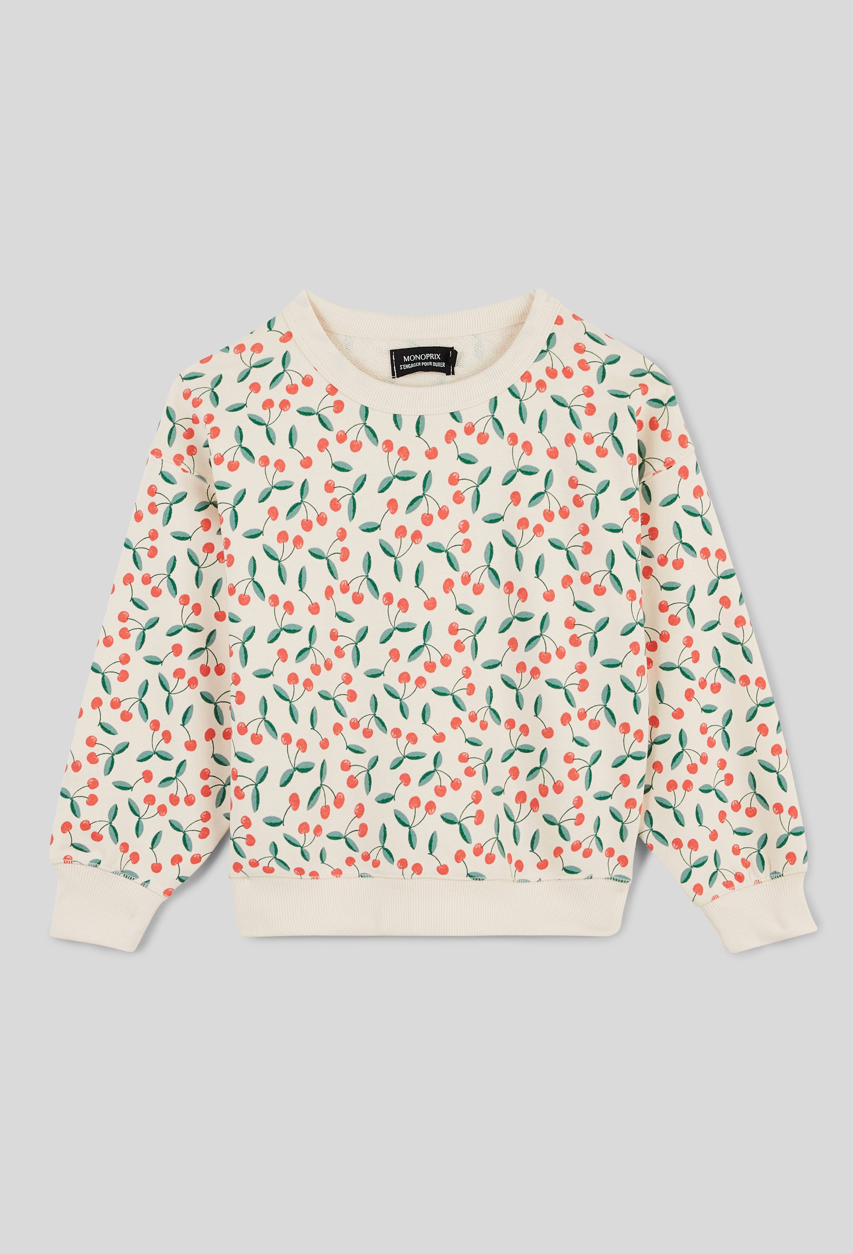 Sweat imprim&eacute; contenant du coton BIO GOTS, Beige clair, large image number 1.0