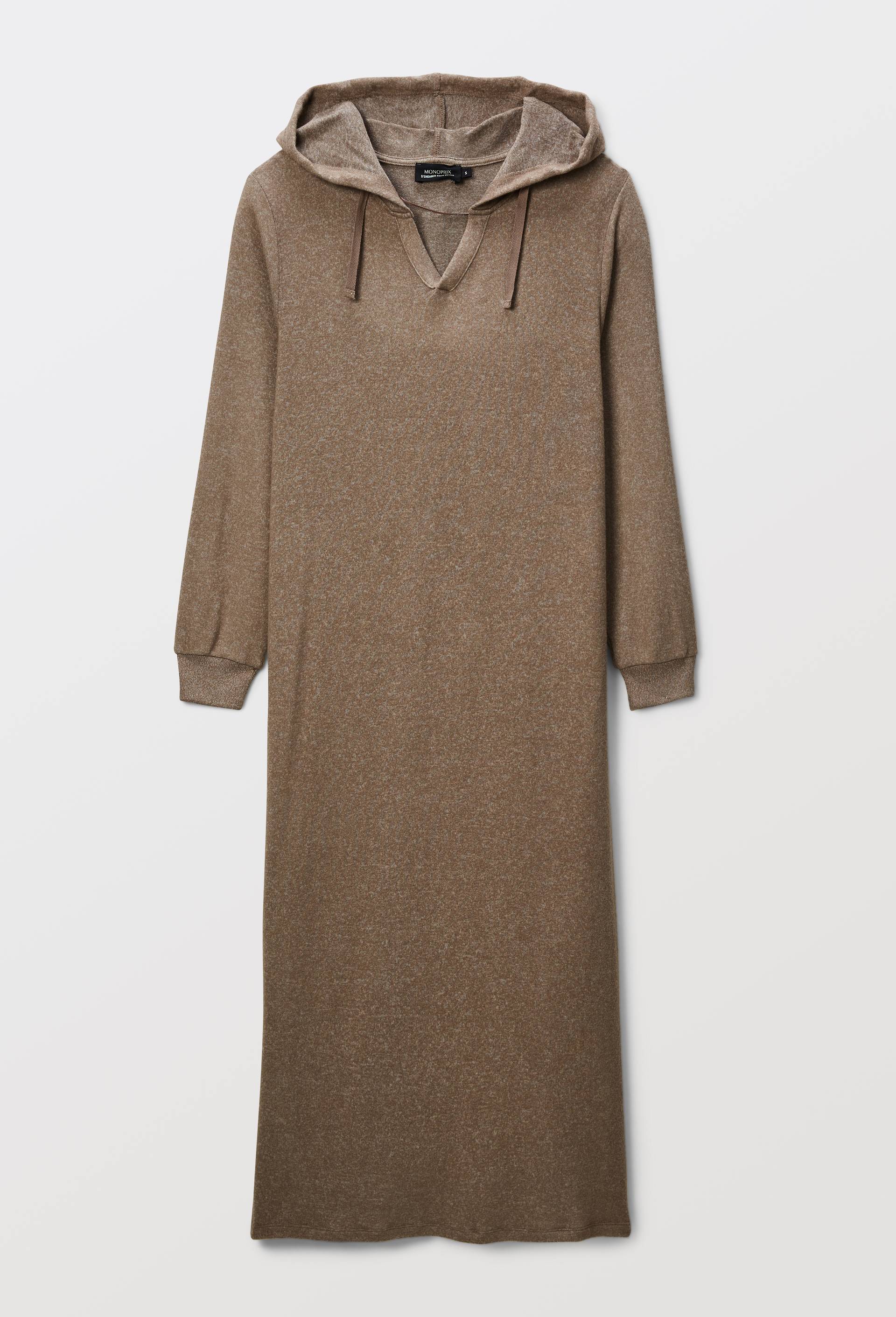 Chemise de nuit longue avec capuche unie, Beige, large image number 2.0