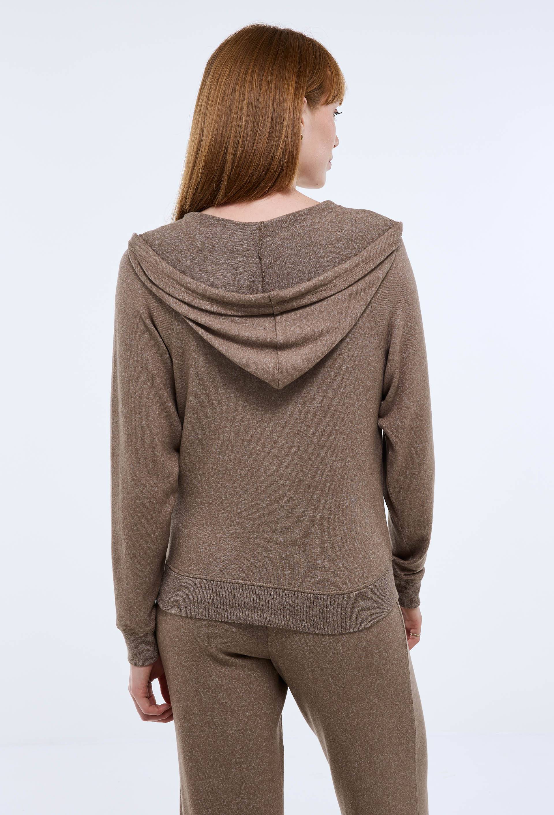 Sweat zippé à capuche doux et léger, Beige, large image number 1.0