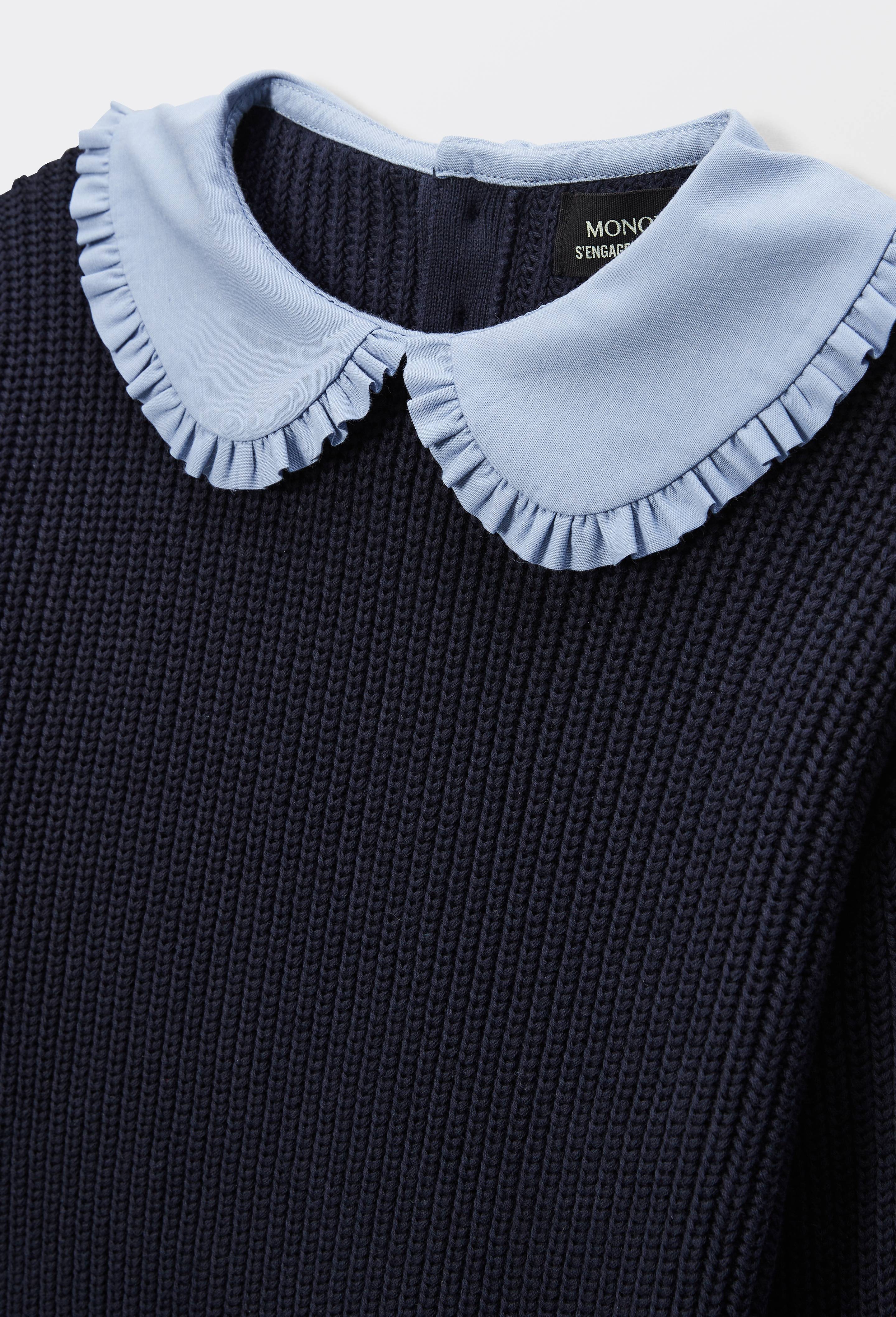 Pull col claudine en coton, Bleu fonc&eacute;, large image number 3
