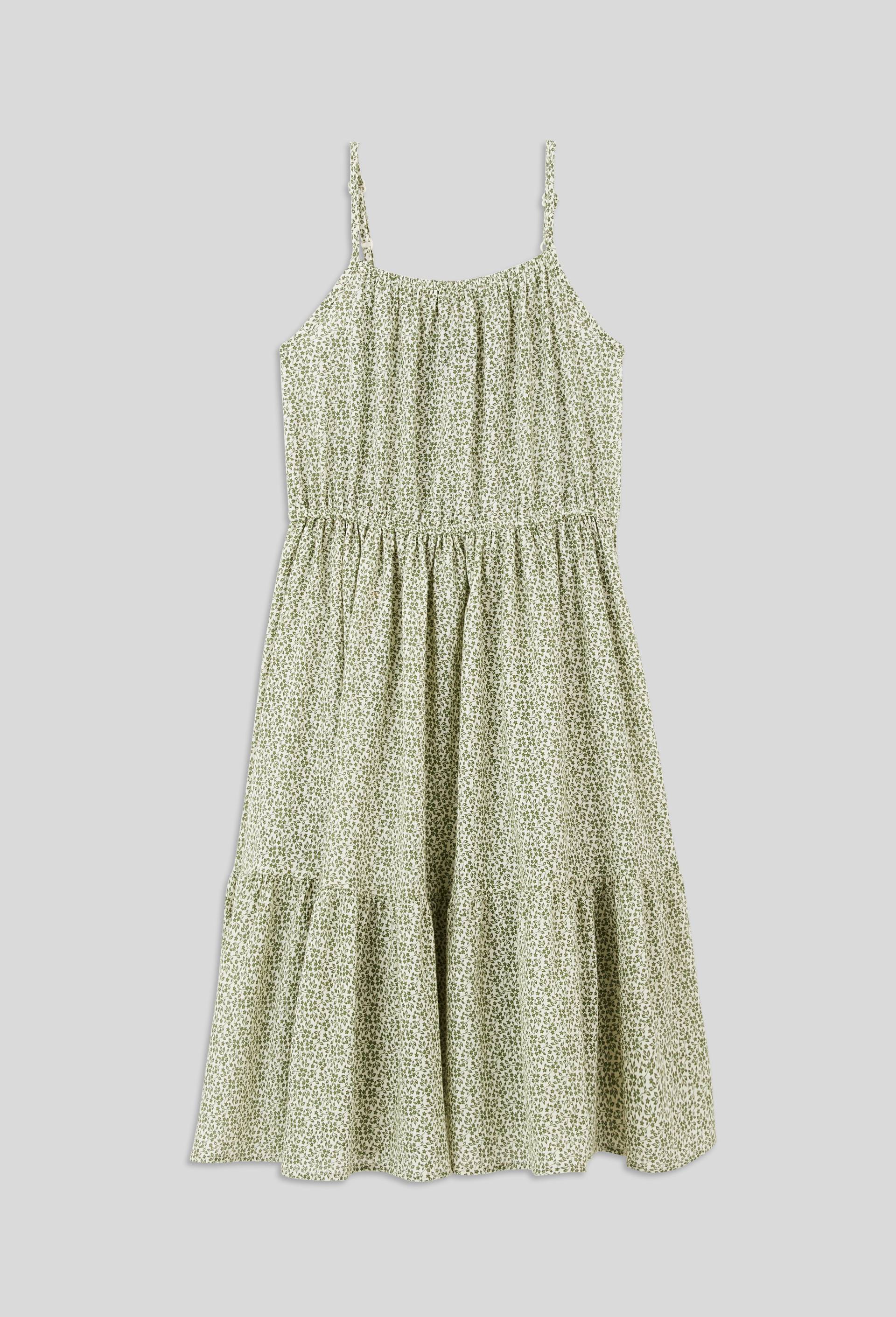 Robe bretelle imprimée en coton BIO, Vert, large image number 0