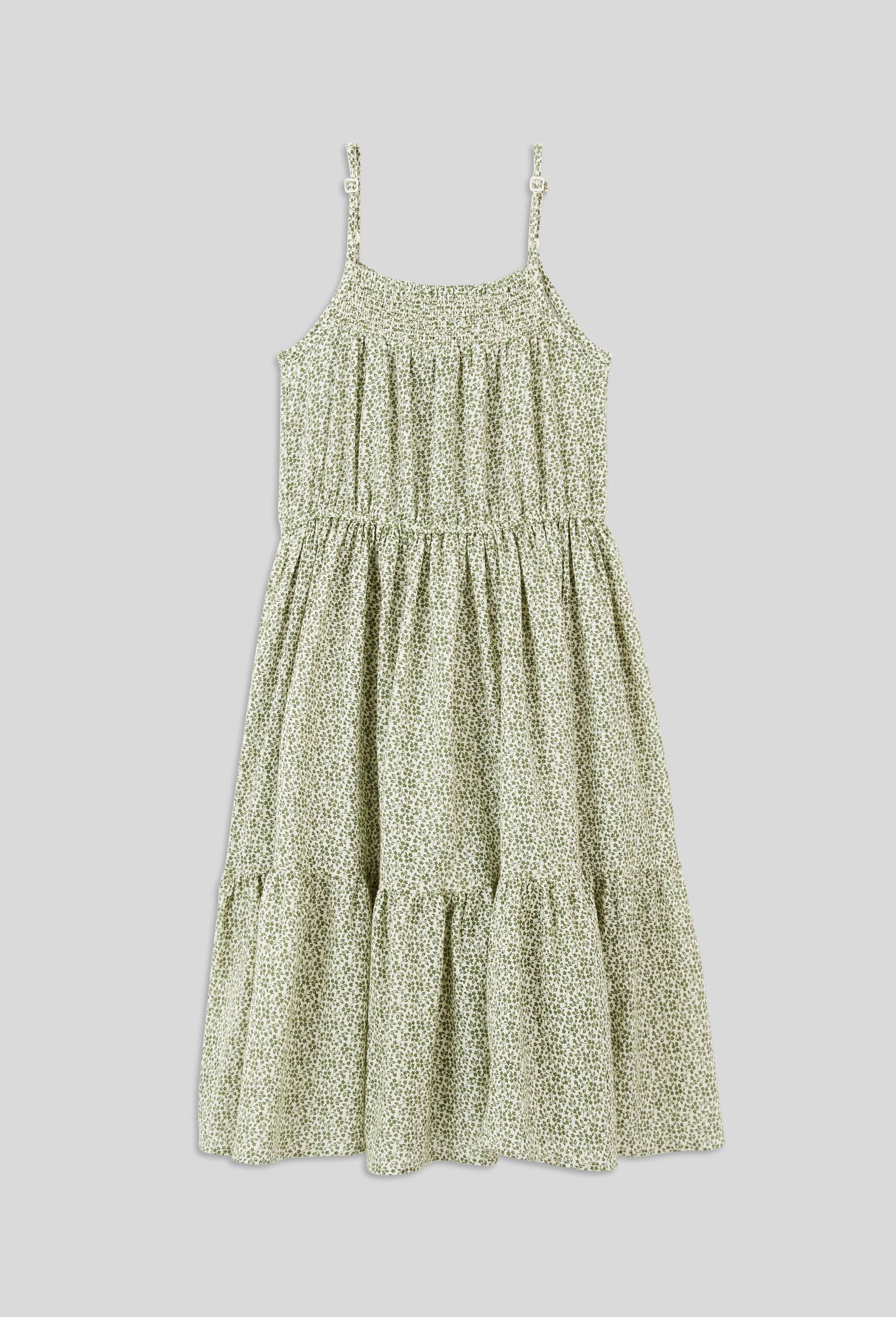 Robe bretelle imprimée en coton BIO, Vert, large image number 1