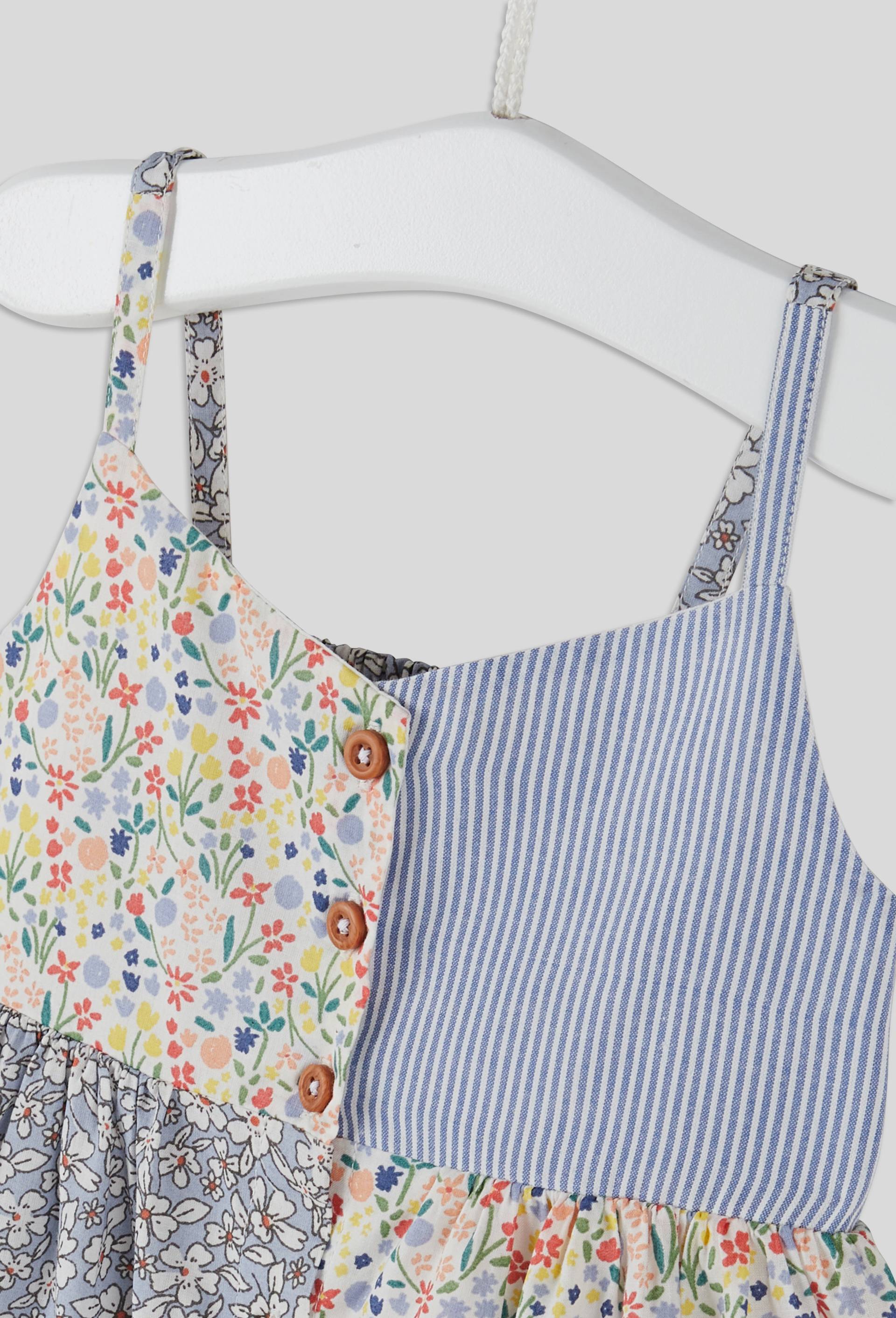 Robe &agrave; bretelles doubl&eacute;e avec culotte imprim&eacute;e., Ecru, large image number 2