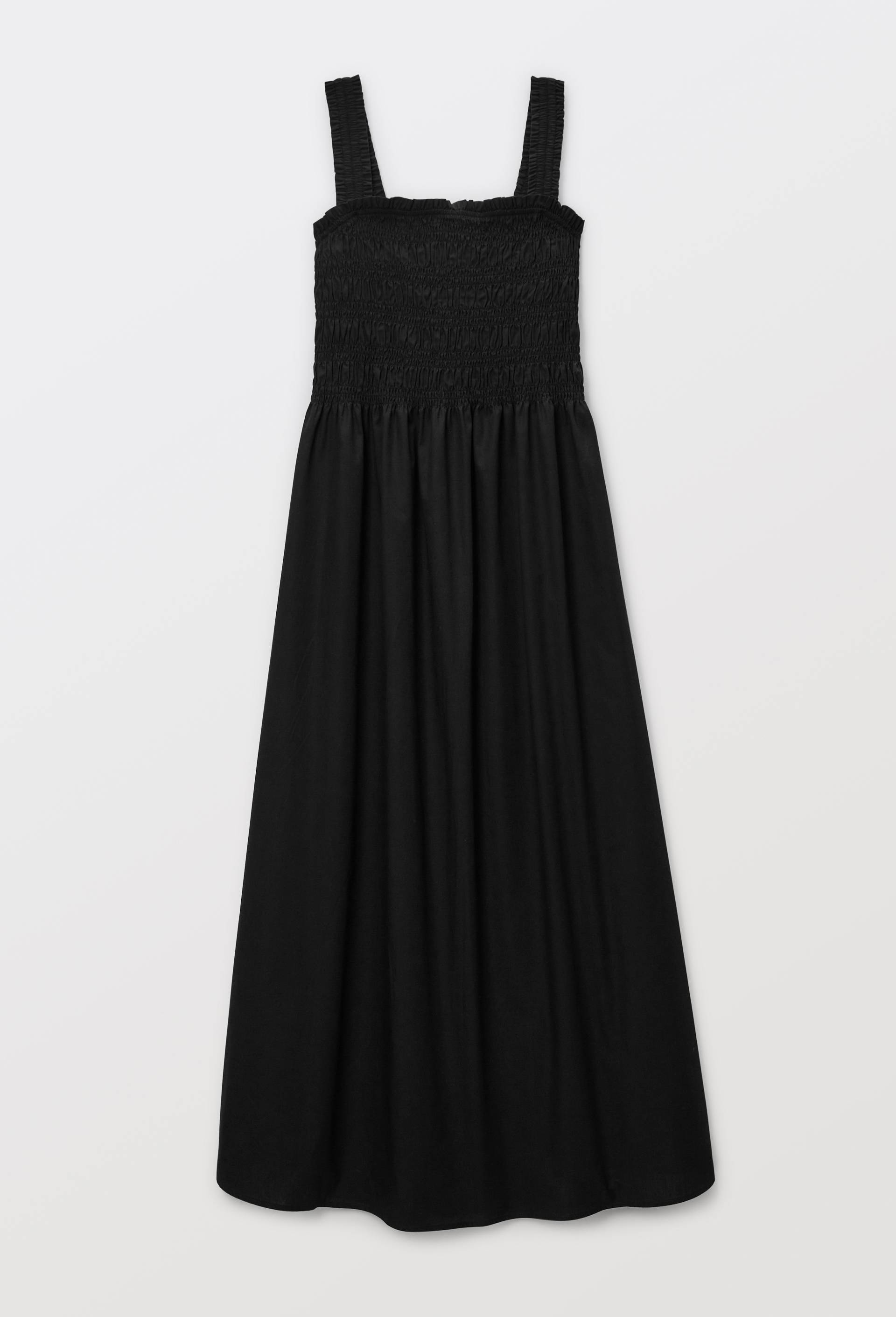 Robe midi smock&eacute;e en coton BIO GOTS, Noir, large image number 2