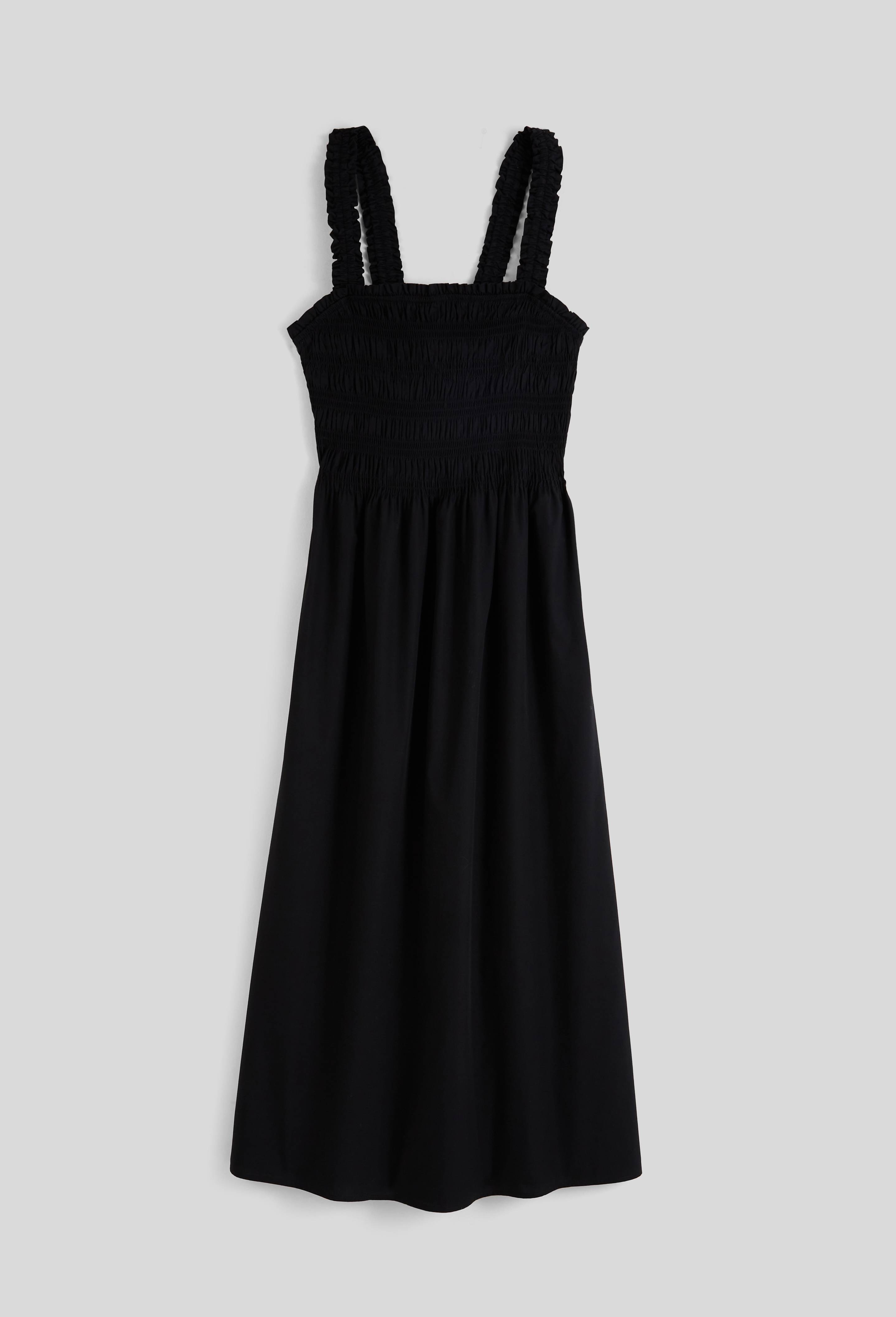 Robe midi smock&eacute;e en coton BIO GOTS, Noir, large image number 3