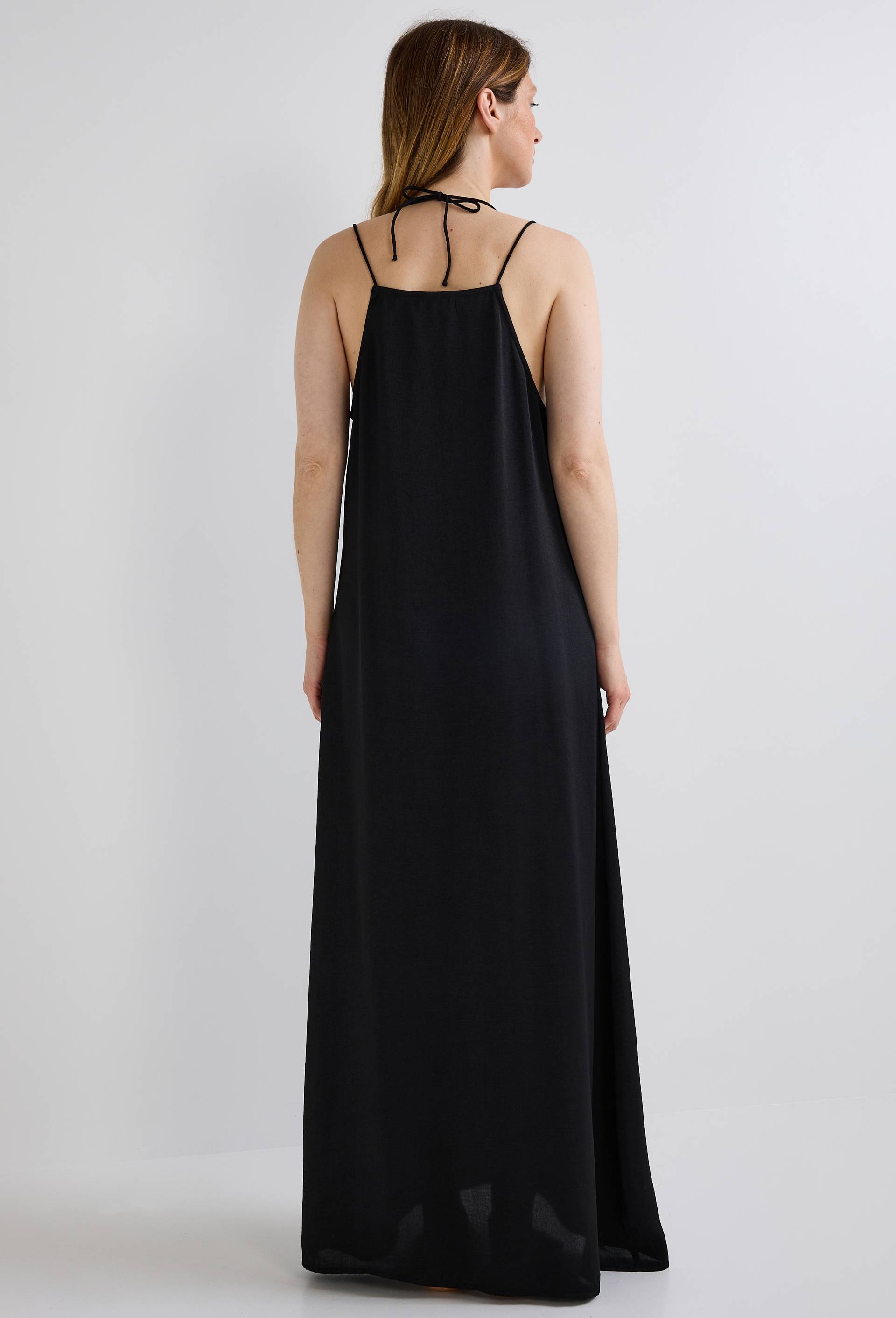 Robe &agrave; bretelles unie, Noir, large image number 1