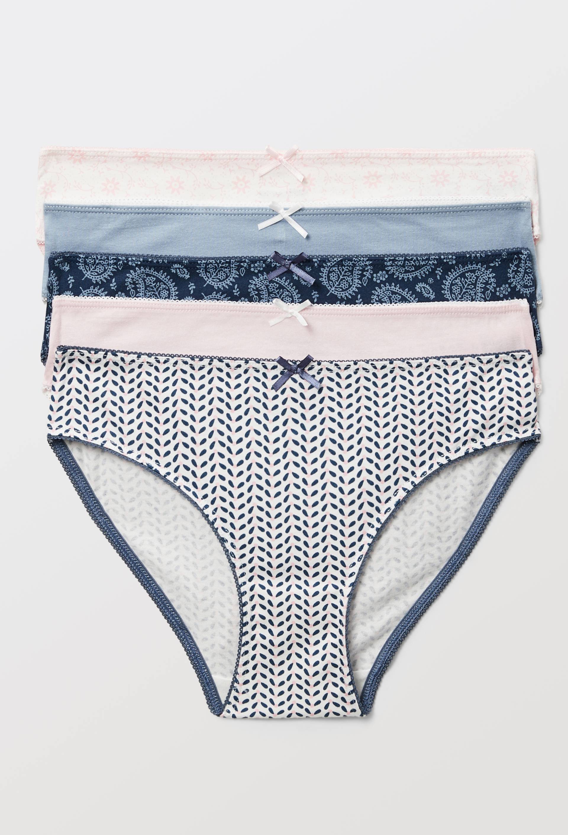 Lot de 5 culottes imprim&eacute;es en coton BIO GOTS, Blanc, large image number 0