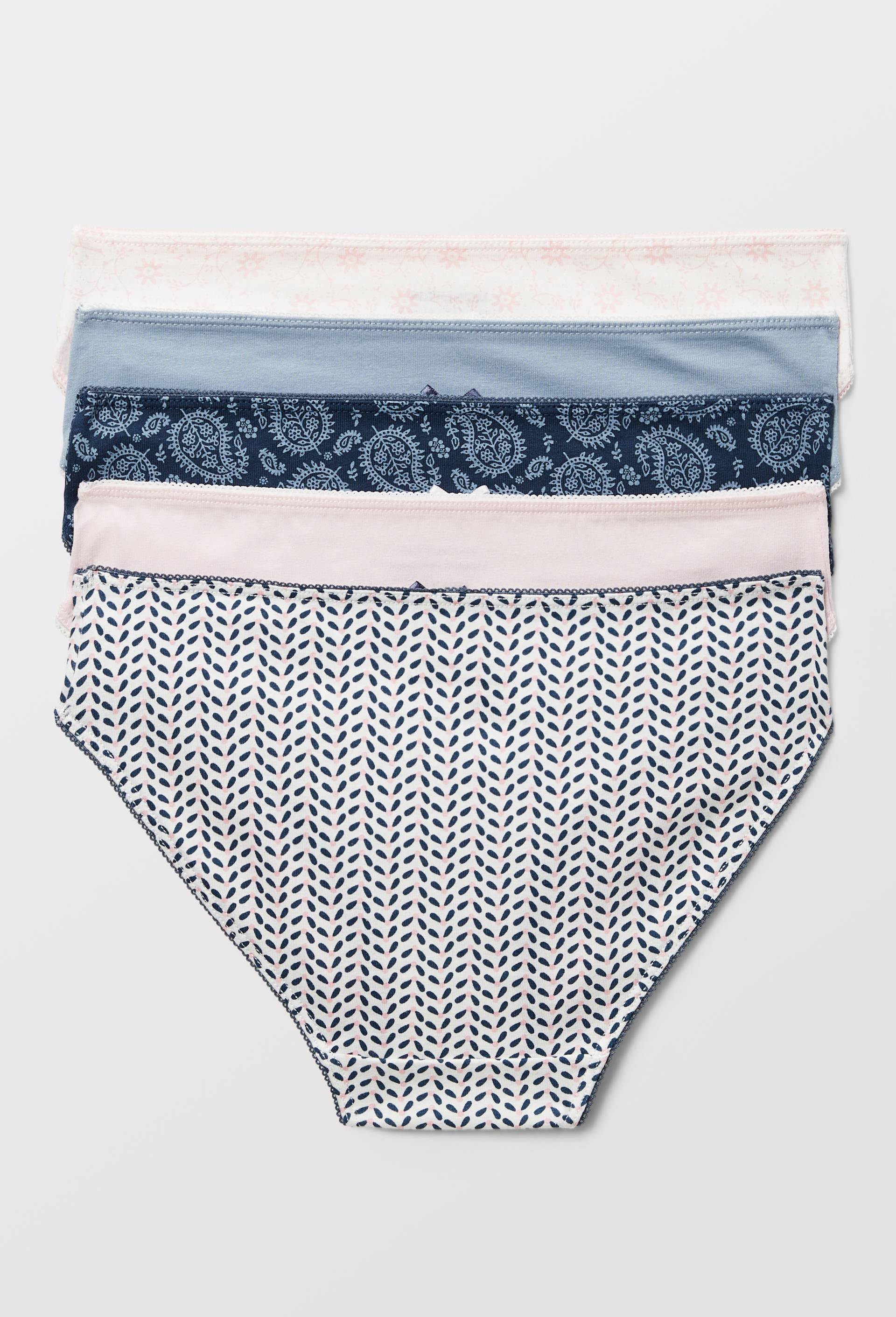 Lot de 5 culottes imprim&eacute;es en coton BIO GOTS, Blanc, large image number 1