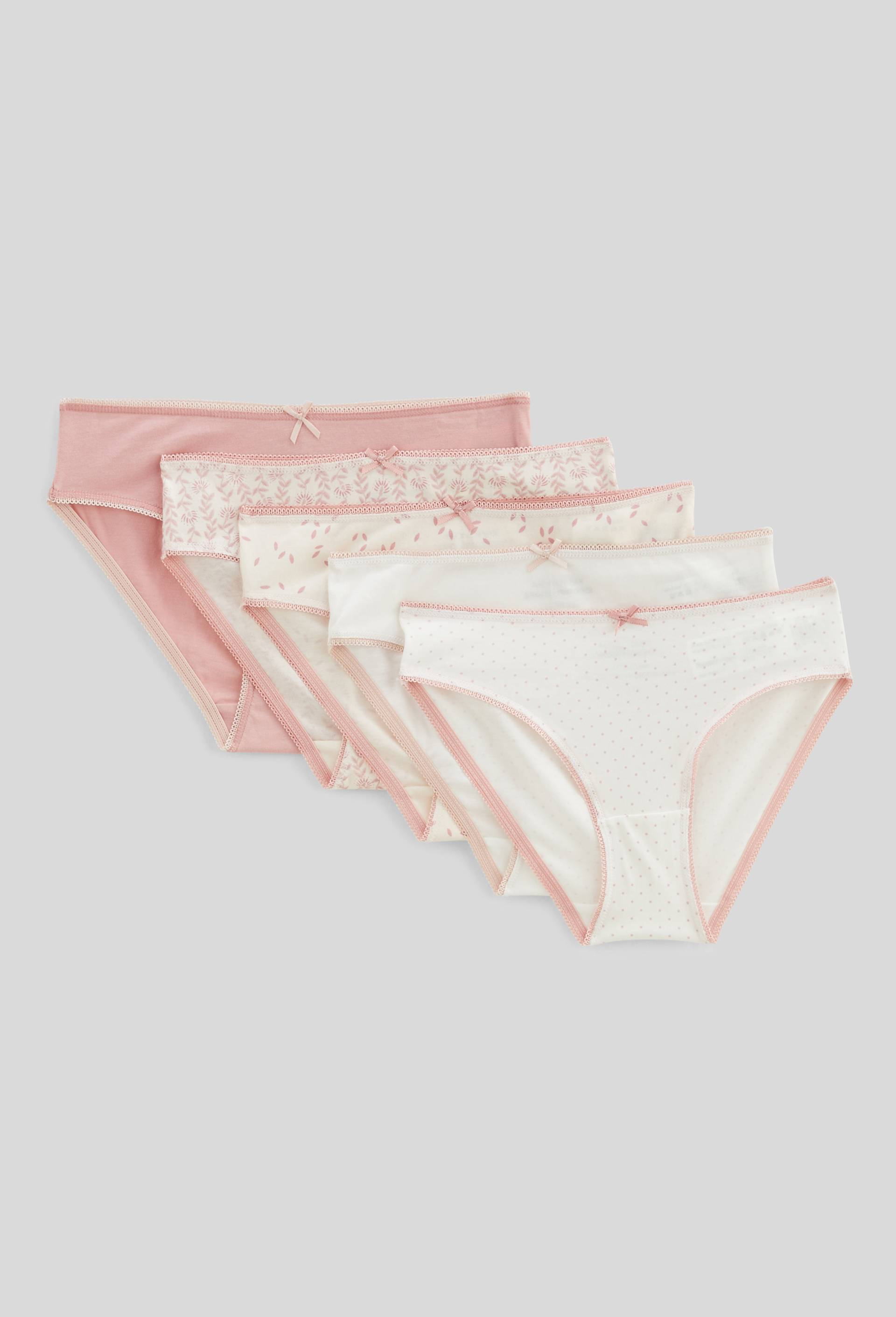 Lot de 5 culottes imprim&eacute;es en coton BIO GOTS, Ecru, large image number 0