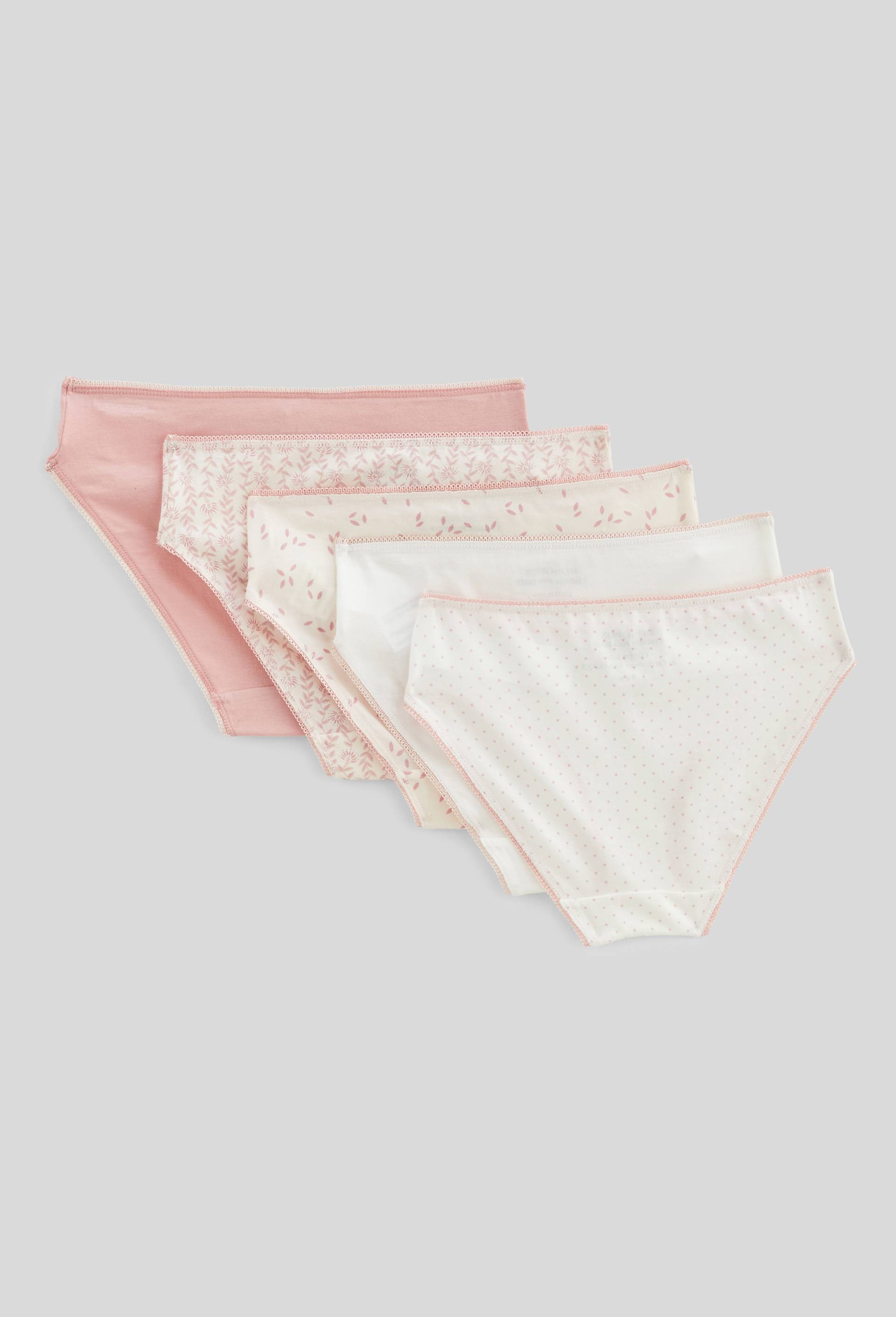 Lot de 5 culottes imprim&eacute;es en coton BIO GOTS, Ecru, large image number 1