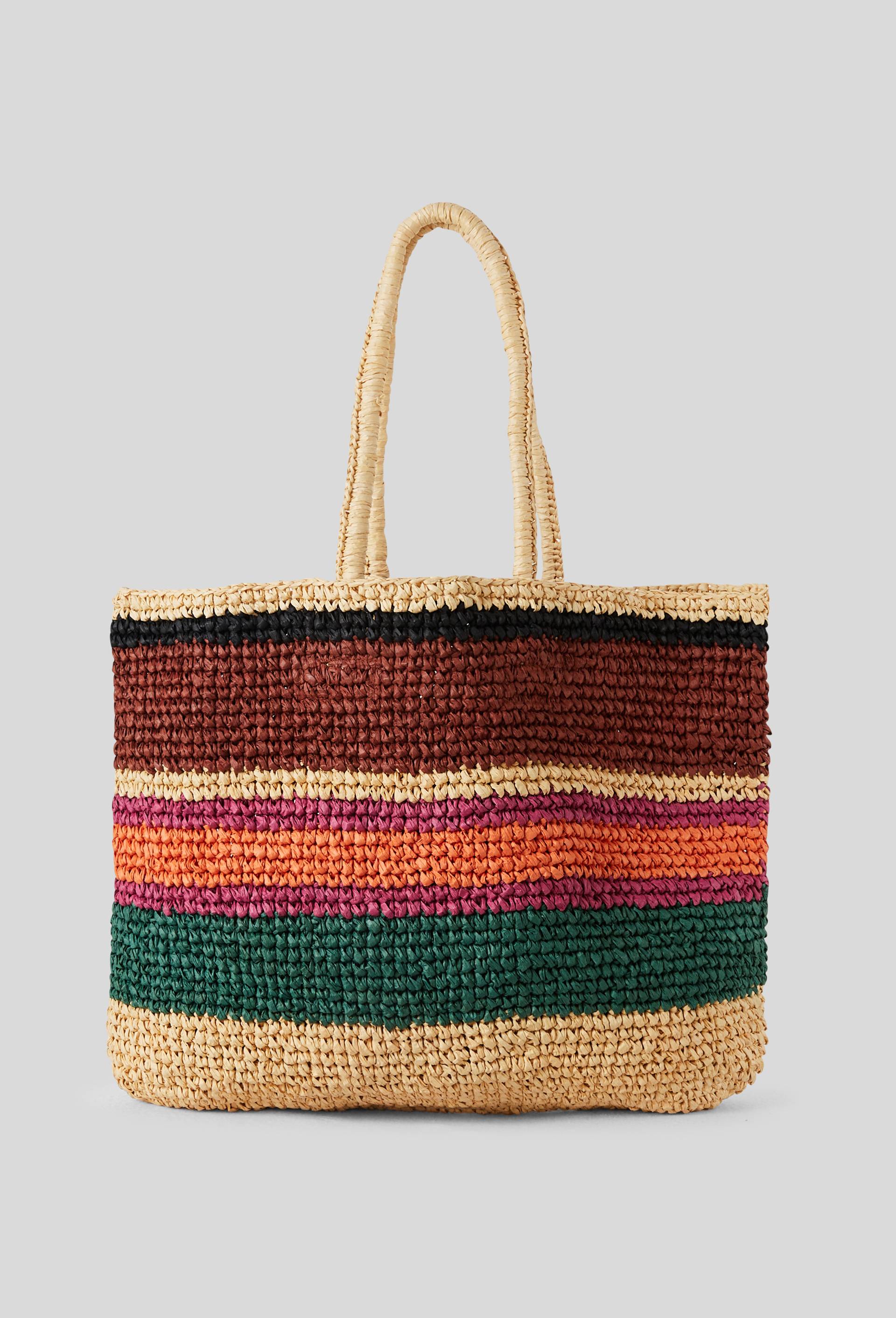 Panier ray&eacute; en raphia, Multicolore, large image number 1