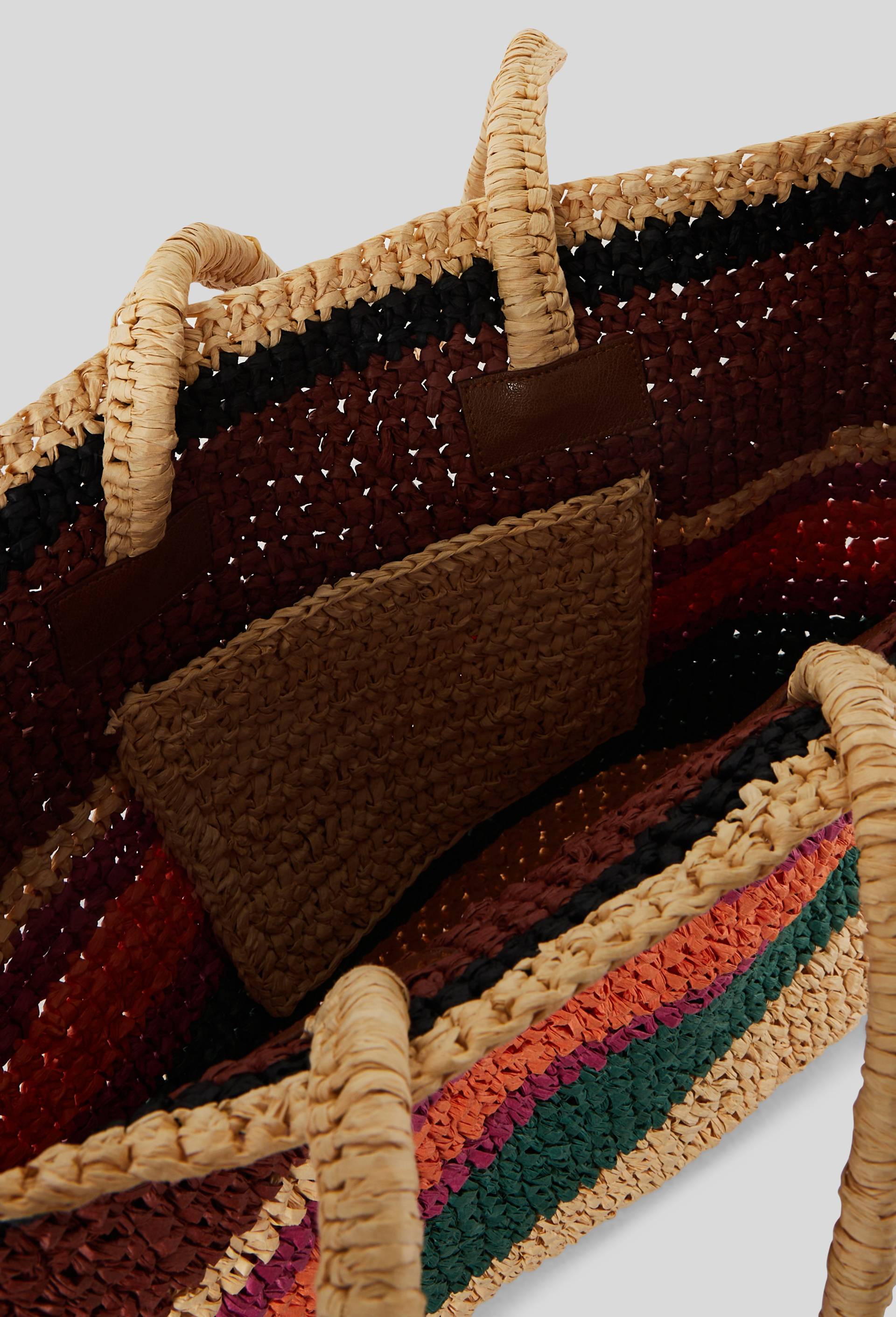 Panier ray&eacute; en raphia, Multicolore, large image number 2