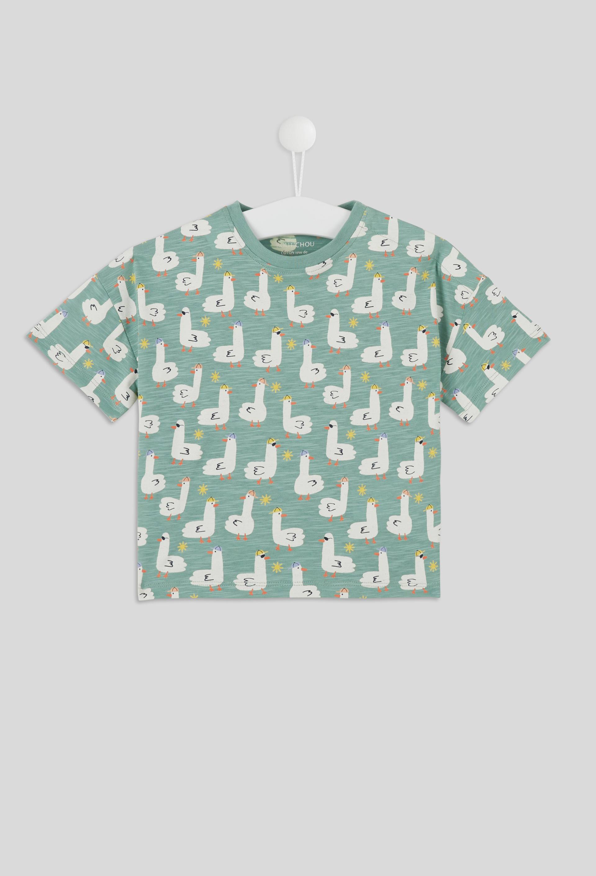 T-shirt manches courtes imprim&eacute; en coton BIO, certifi&eacute; OEKO-TEX, Vert, large image number 0